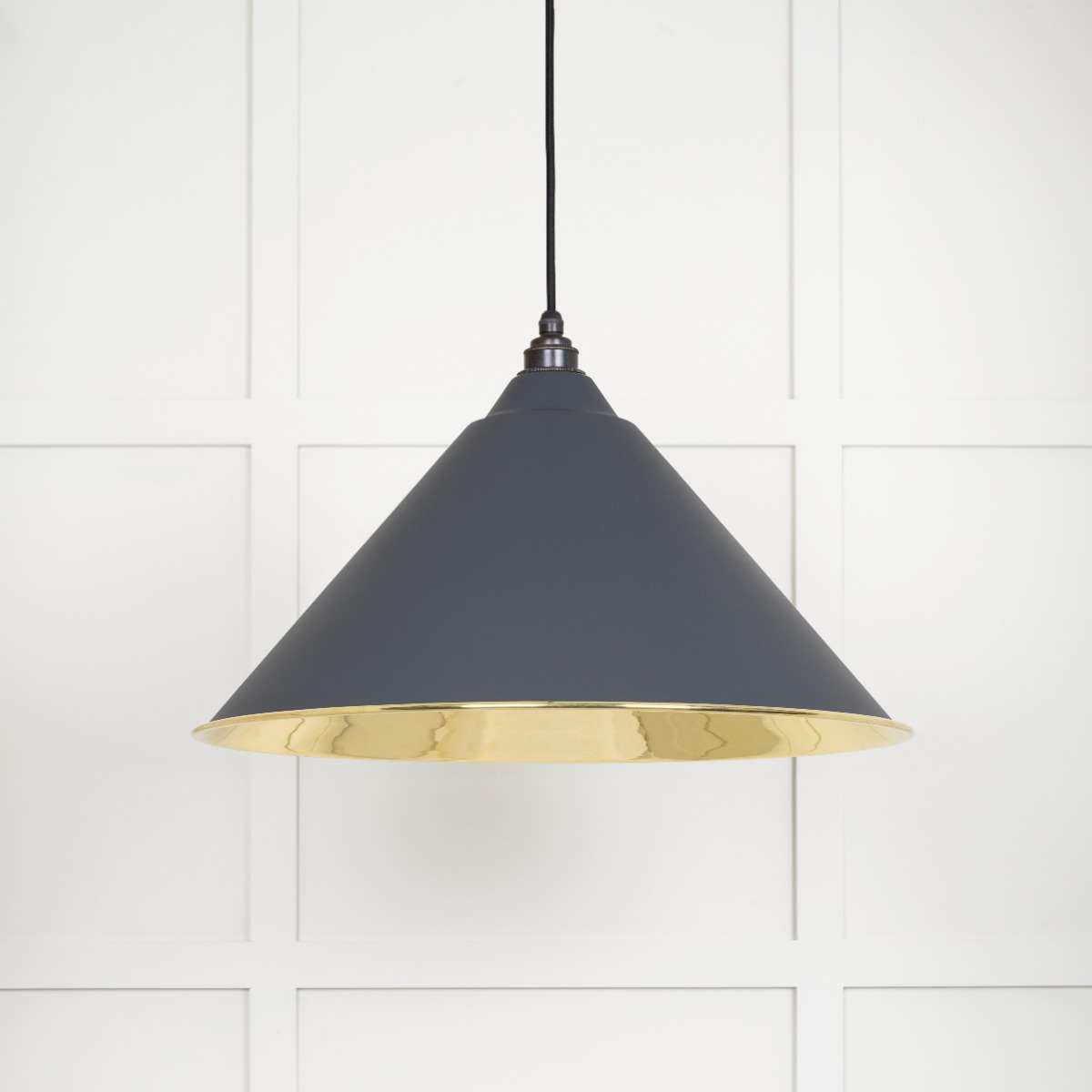 From The Anvil 49524SL Smooth Brass Hockley Pendant in Slate Smooth Brass