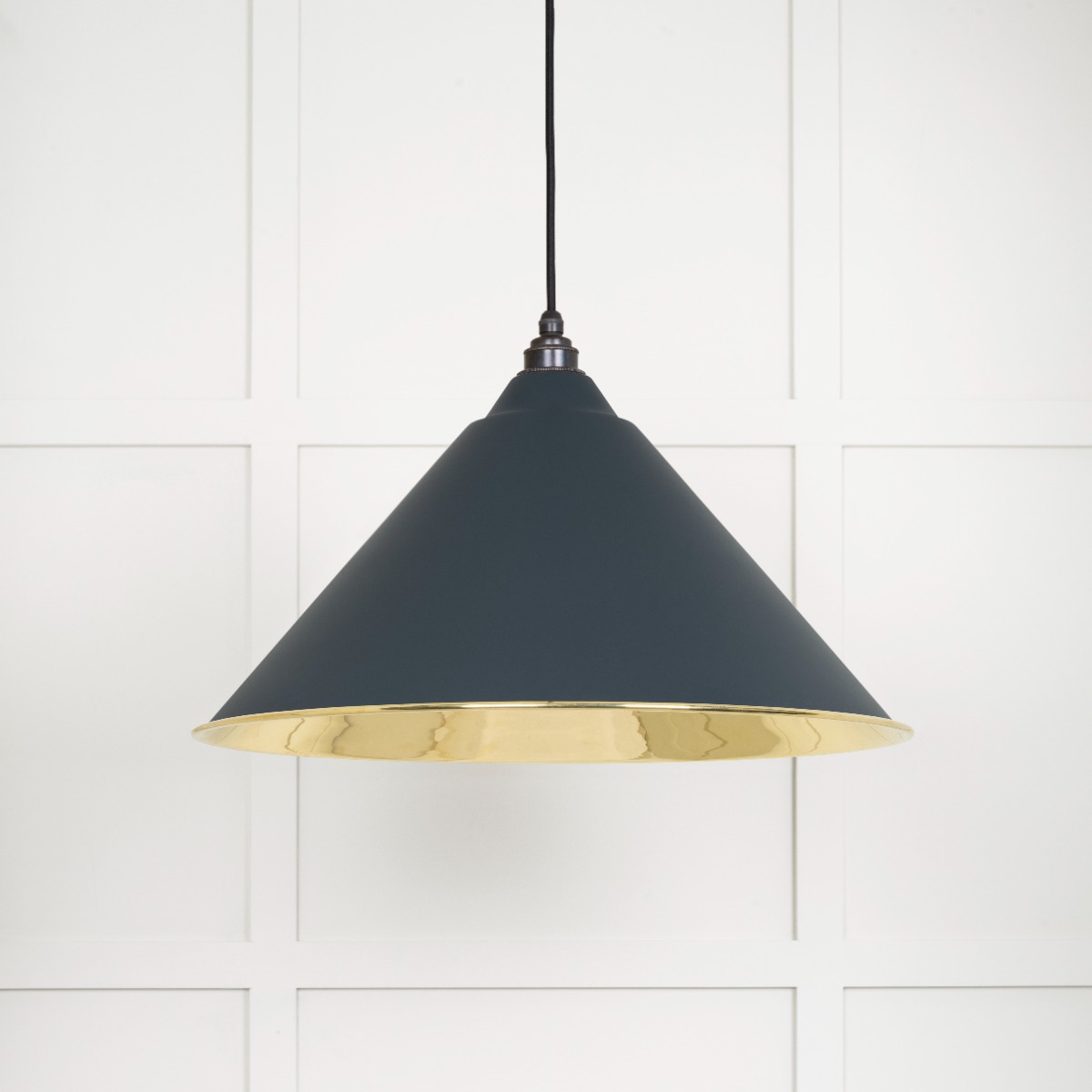 From The Anvil 49524SO Smooth Brass Hockley Pendant in Soot Smooth Brass