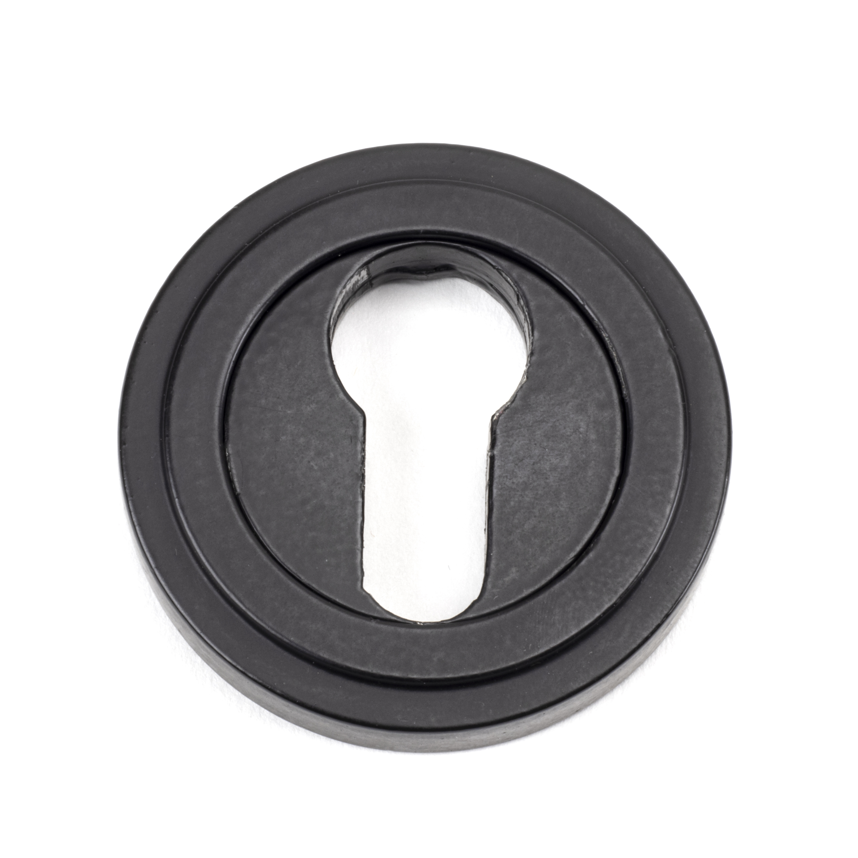 From The Anvil 49541 Matt Black Round Euro Escutcheon (Art Deco Rose)