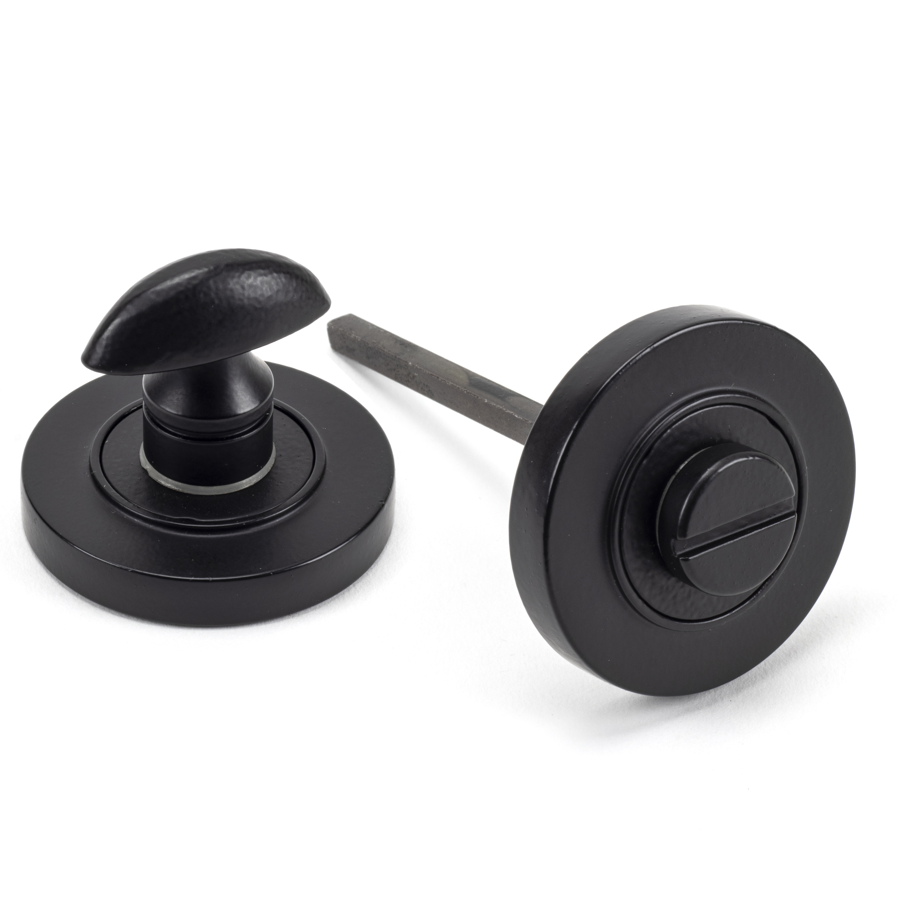 From The Anvil 49544 Matt Black Round Thumbturn Set (Plain Rose)