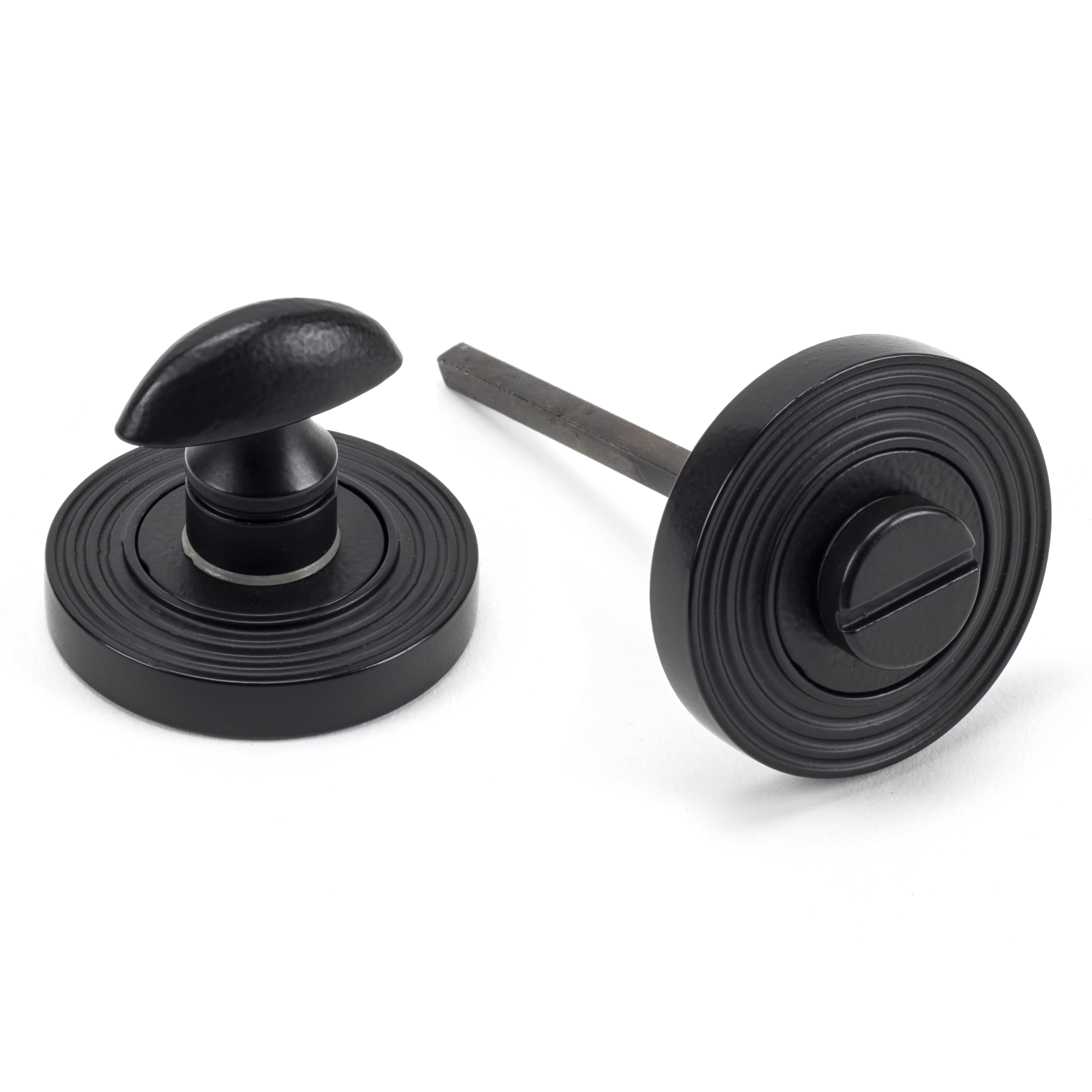 From The Anvil 49546 Matt Black Round Thumbturn Set (Beehive Rose)