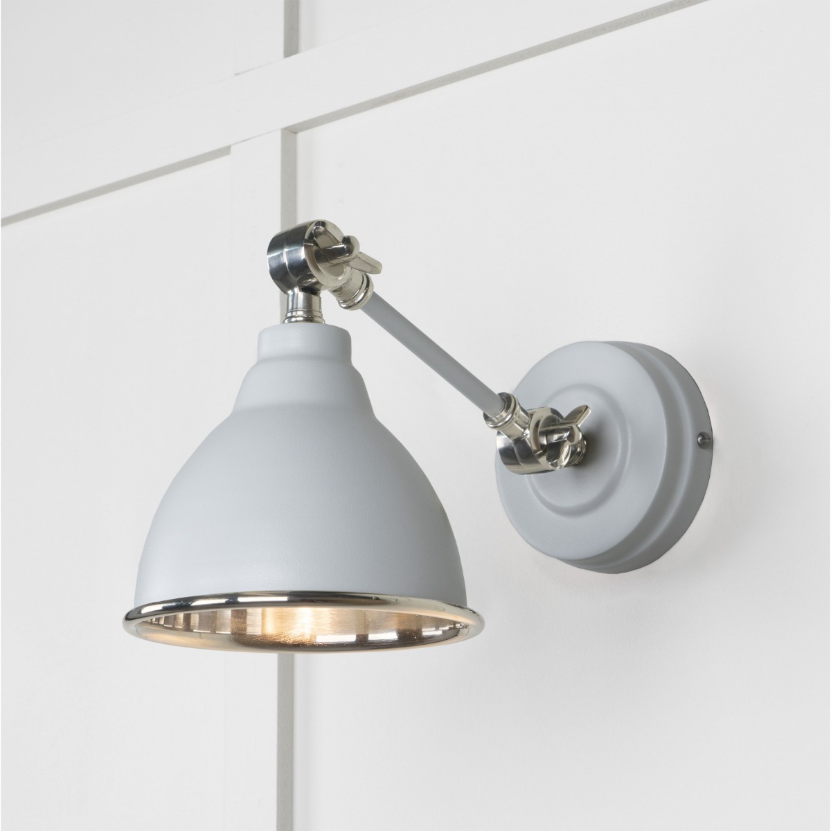 From the Anvil Smooth Nickel Brindley Wall Light in Birch 49715SBI