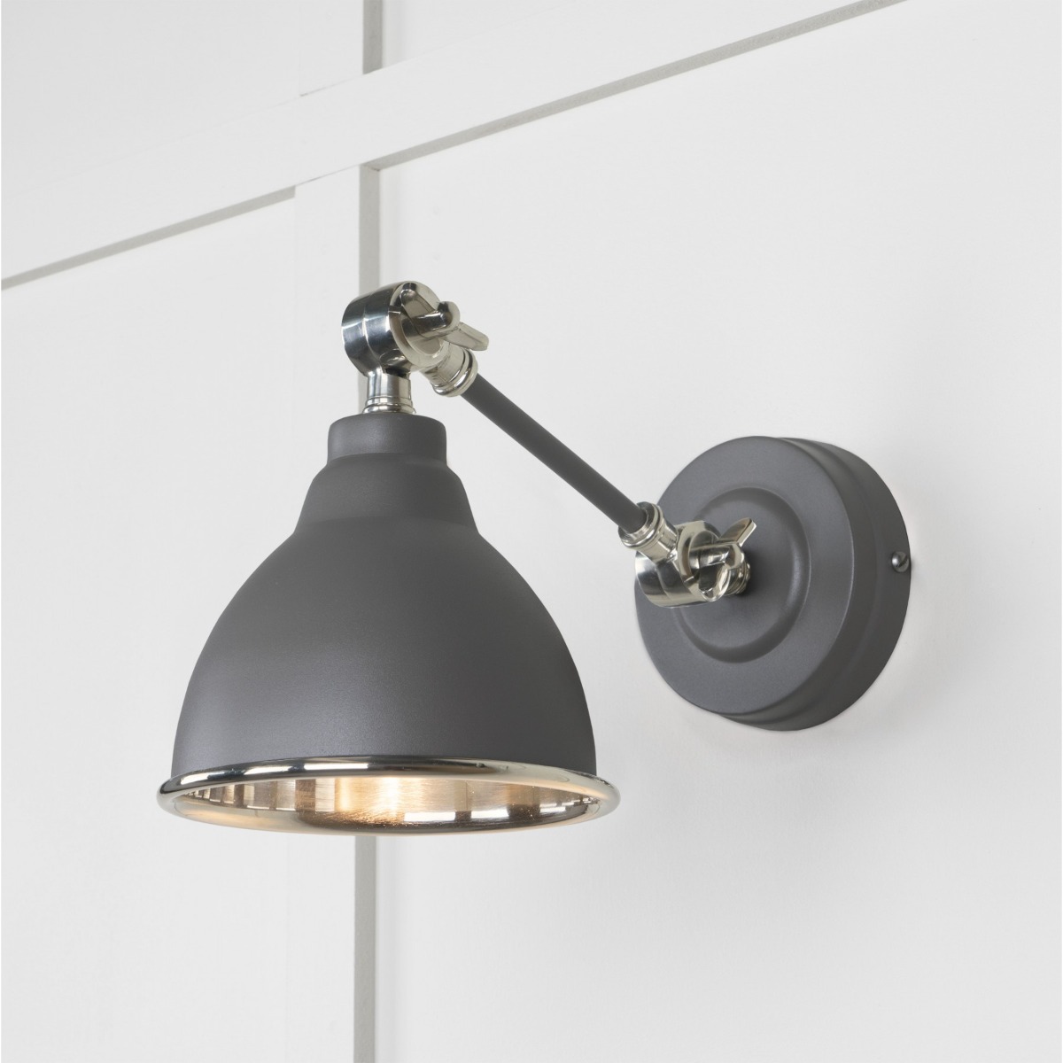 From the Anvil Smooth Nickel Brindley Wall Light in Bluff 49715SBL