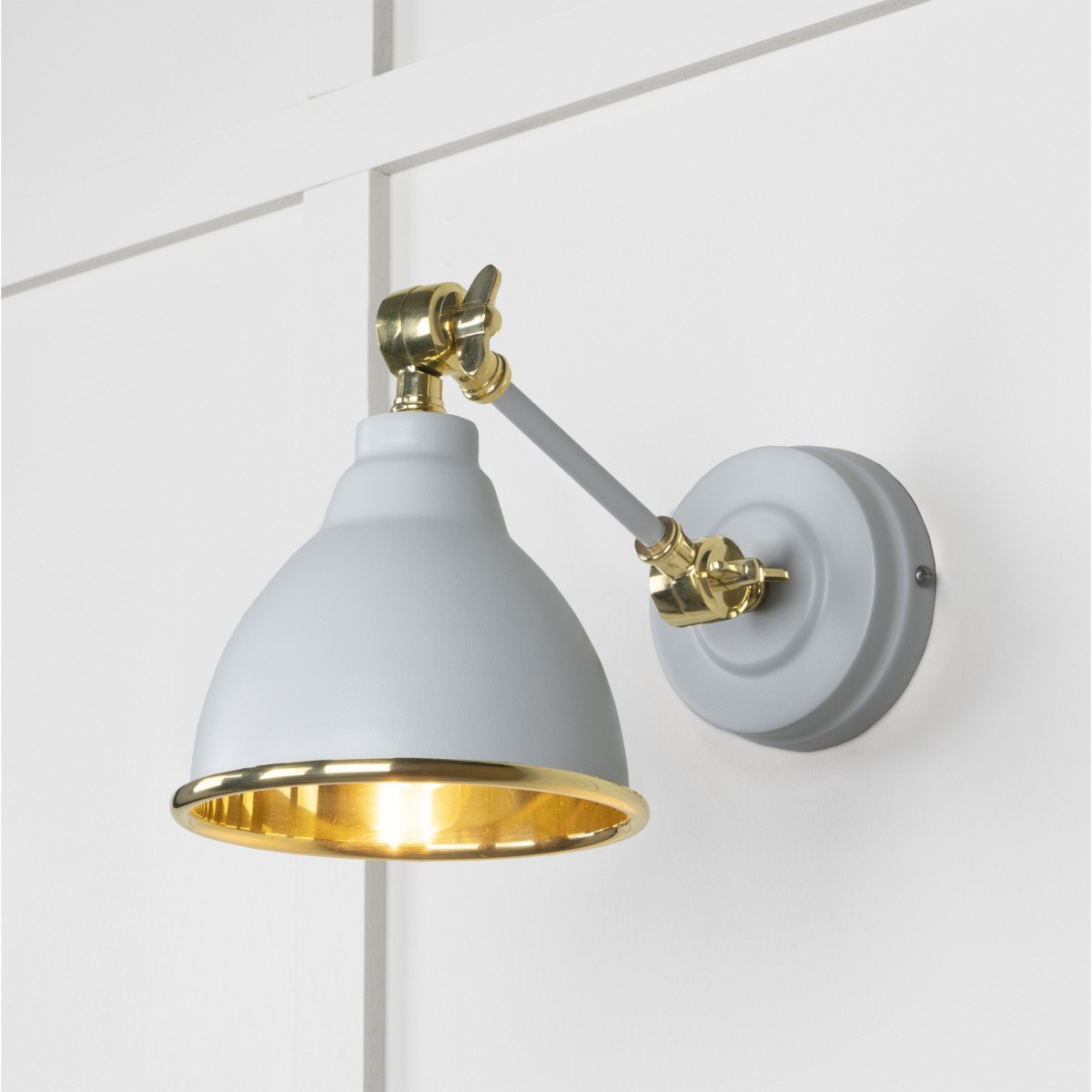 From the Anvil Smooth Brass Brindley Wall Light in Birch 49716SBI