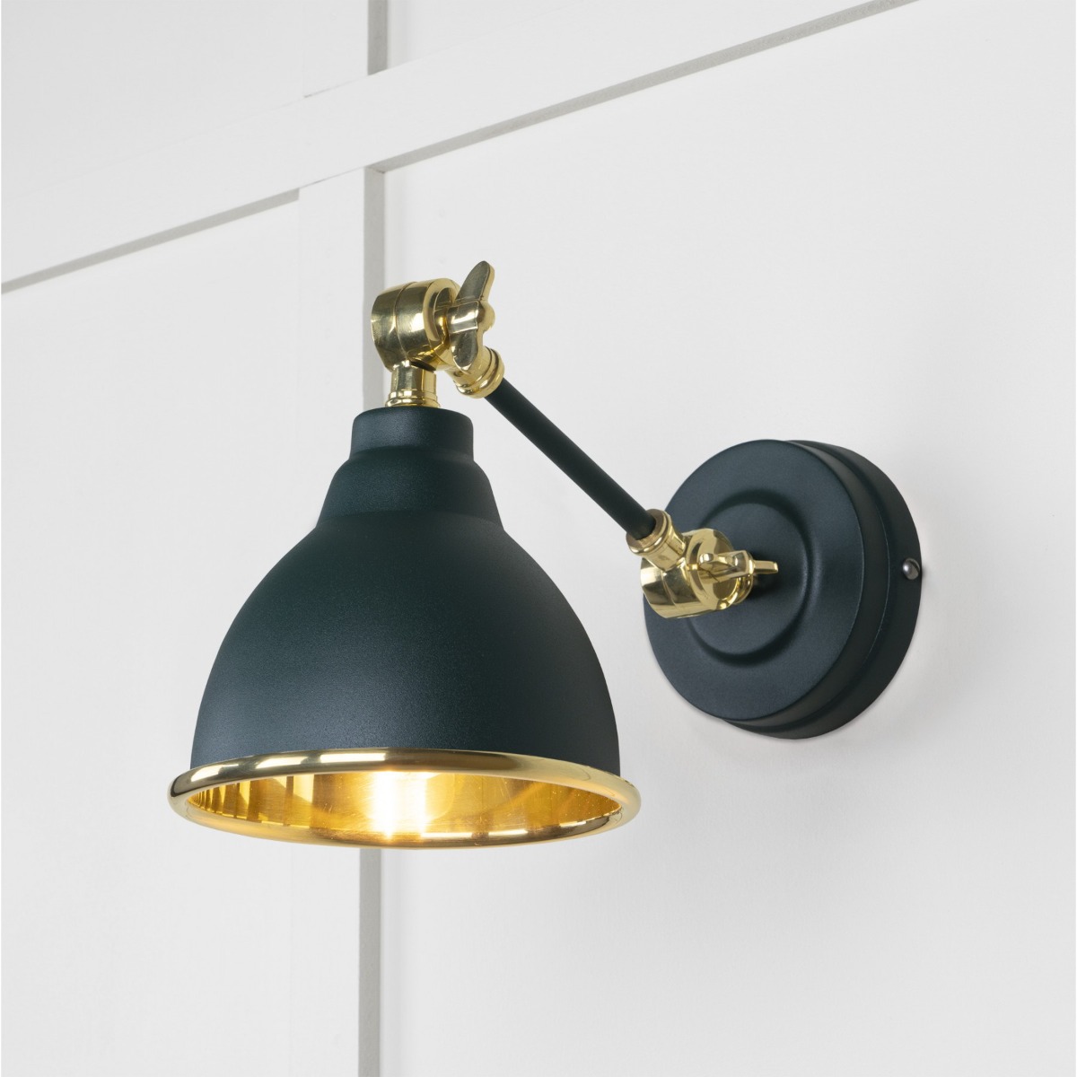 From the Anvil Smooth Brass Brindley Wall Light in Dingle 49716SDI