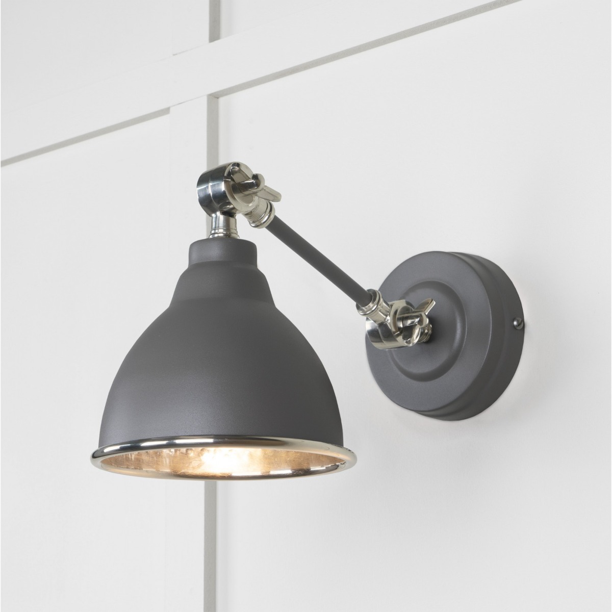 From the Anvil Hammered Nickel Brindley Wall Light in Bluff 49718SBL