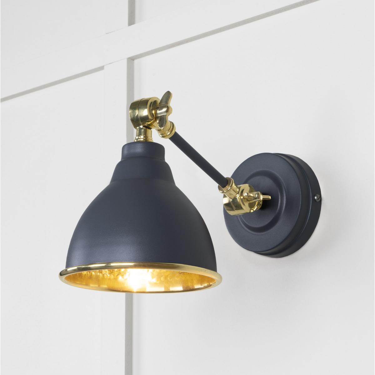 From the Anvil Hammered Brass Brindley Wall Light in Slate 49719SSL