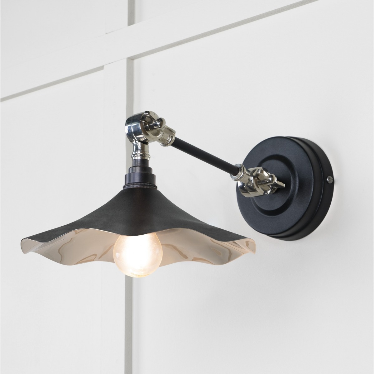 From the Anvil Smooth Nickel Flora Wall Light in Elan Black 49724SEB
