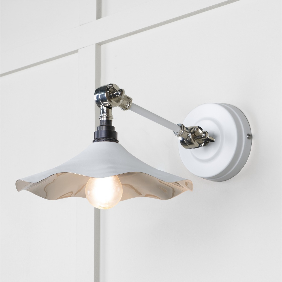 From the Anvil Smooth Nickel Flora Wall Light in Flock 49724SF