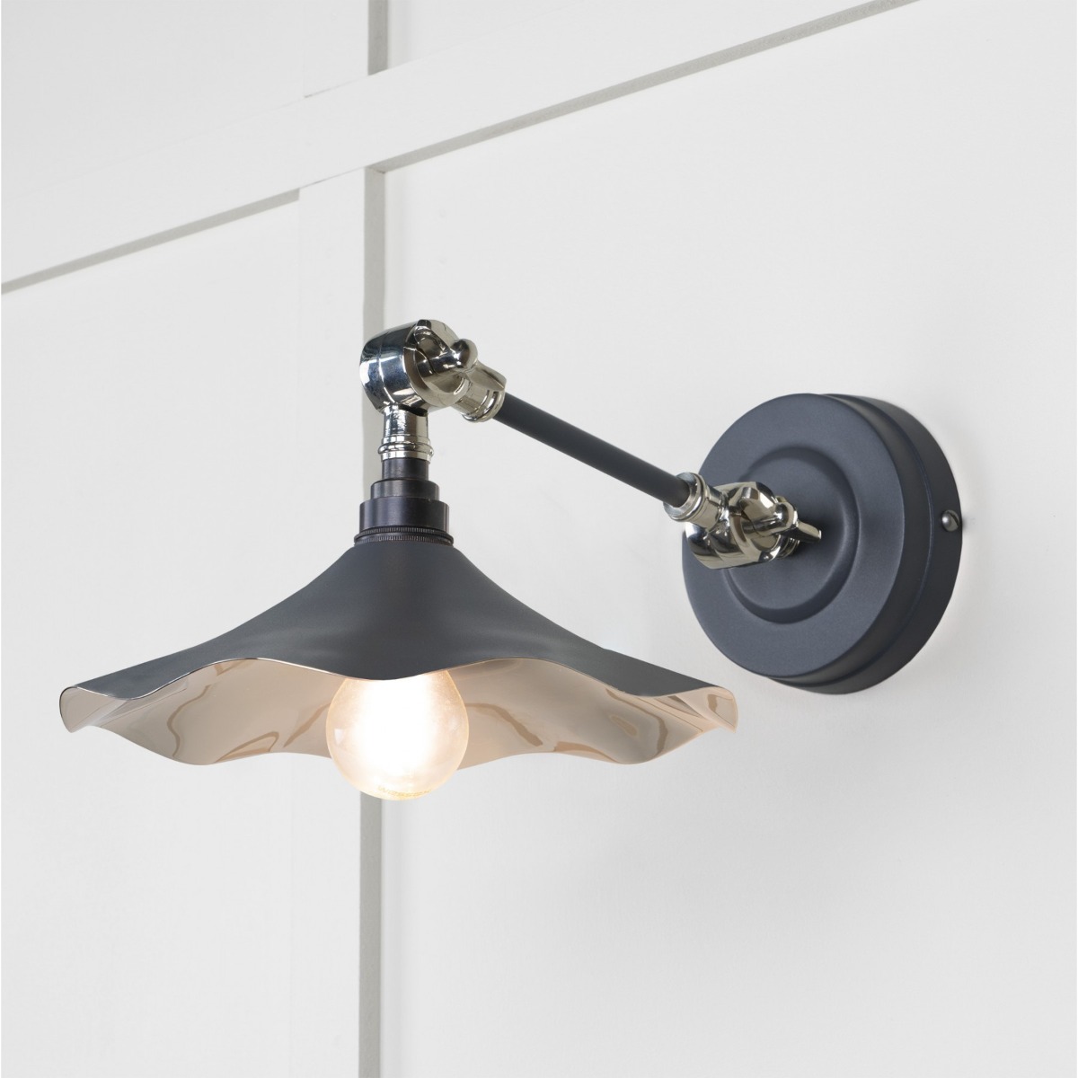 From the Anvil Smooth Nickel Flora Wall Light in Slate 49724SSL