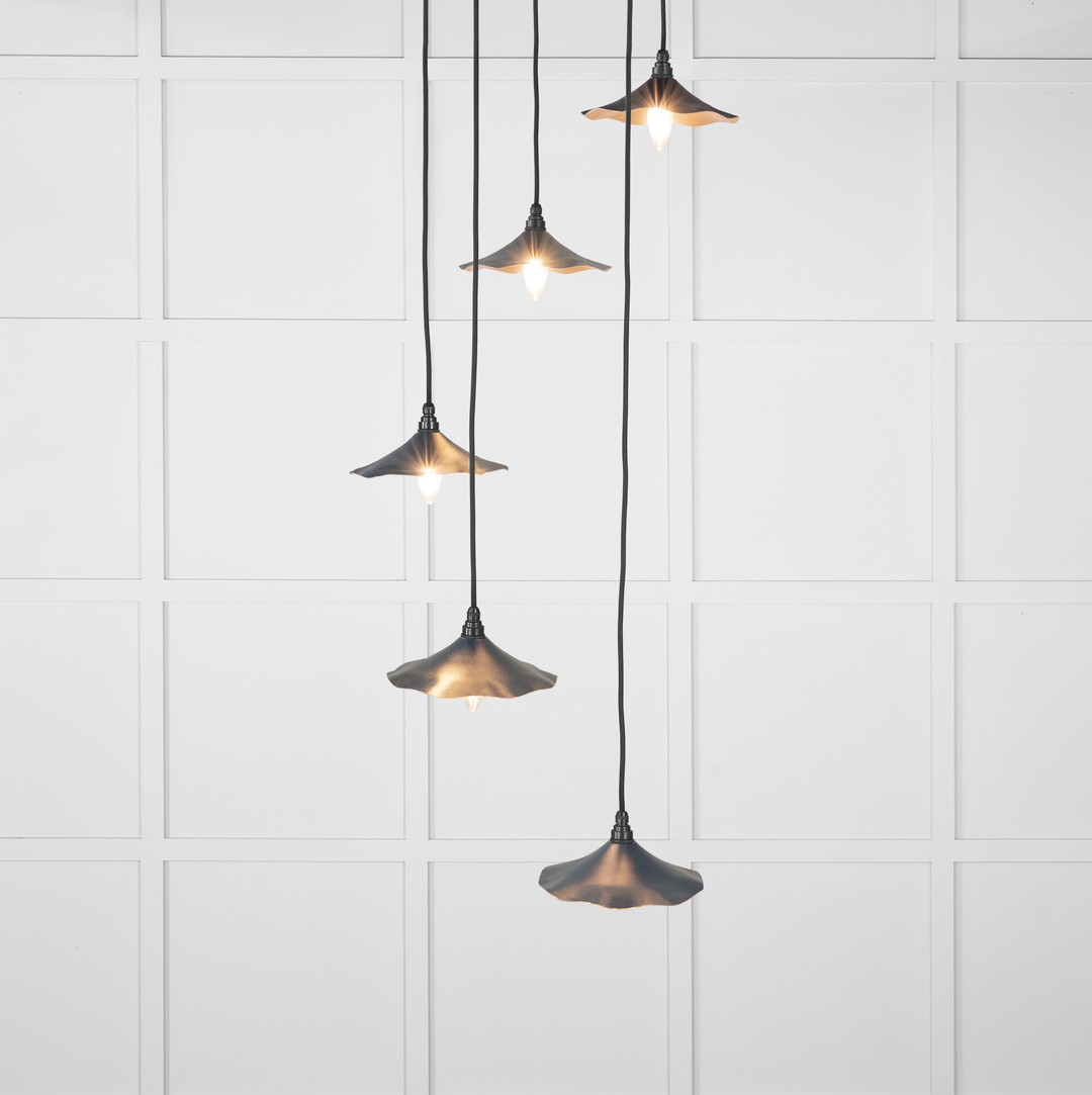 From the Anvil Smooth Brass Flora Cluster Pendant in Dusk 49728SDU