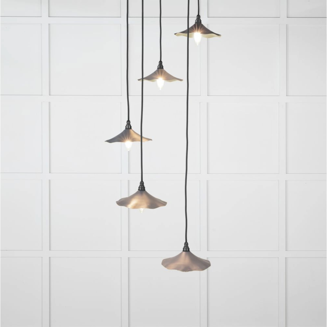 From the Anvil Smooth Brass Flora Cluster Pendant in Slate 49728SSL