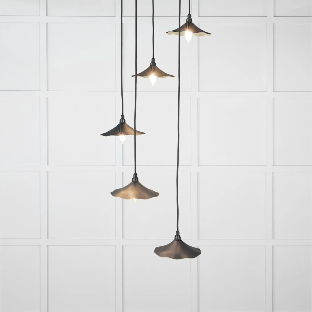 From the Anvil Smooth Brass Flora Cluster Pendant in Soot 49728SSO