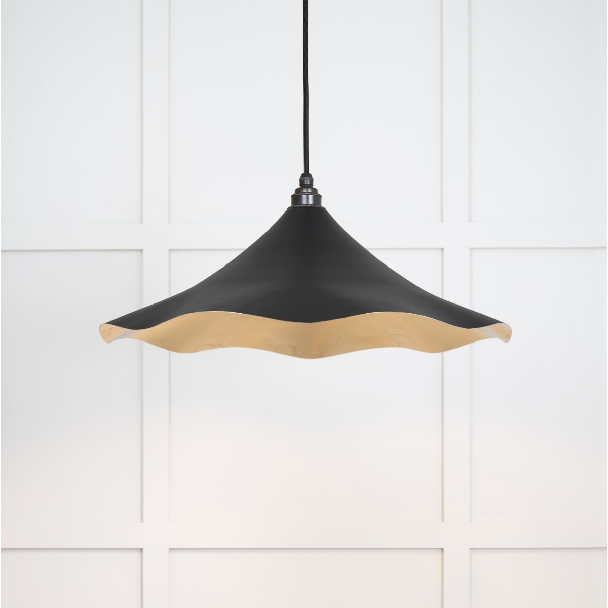 From the Anvil Smooth Brass Flora Pendant in Elan Black 49731SEB