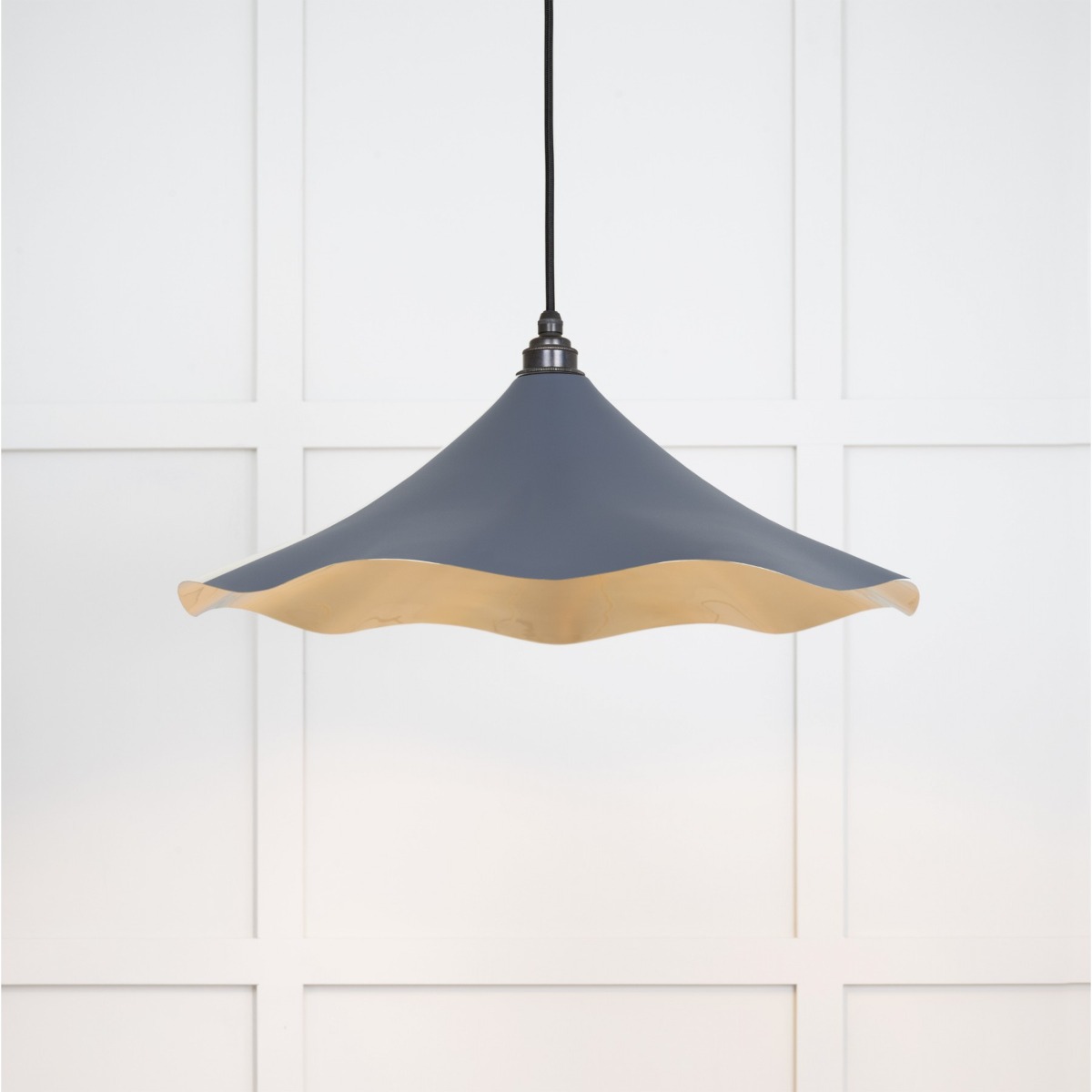 From the Anvil Smooth Brass Flora Pendant in Slate 49731SSL