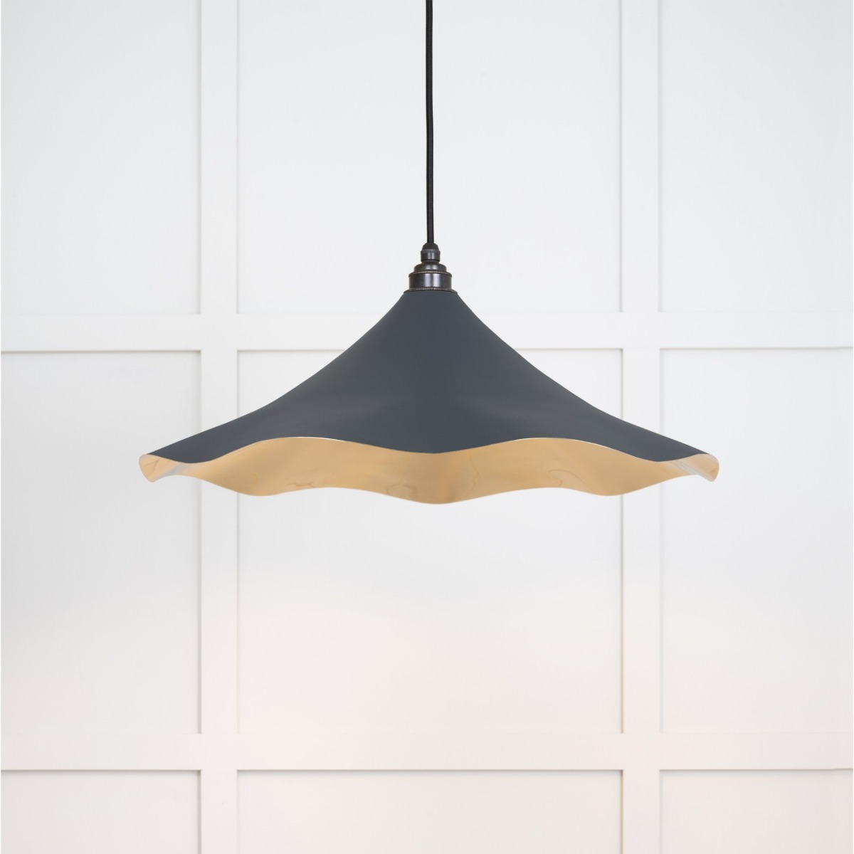 From the Anvil Smooth Brass Flora Pendant in Soot 49731SSO