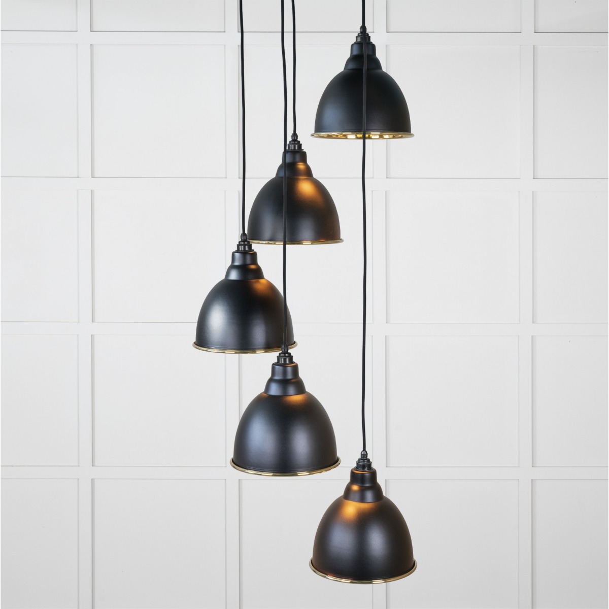 From the Anvil Hammered Brass Brindley Cluster Pendant in Elan Black 49741SEB