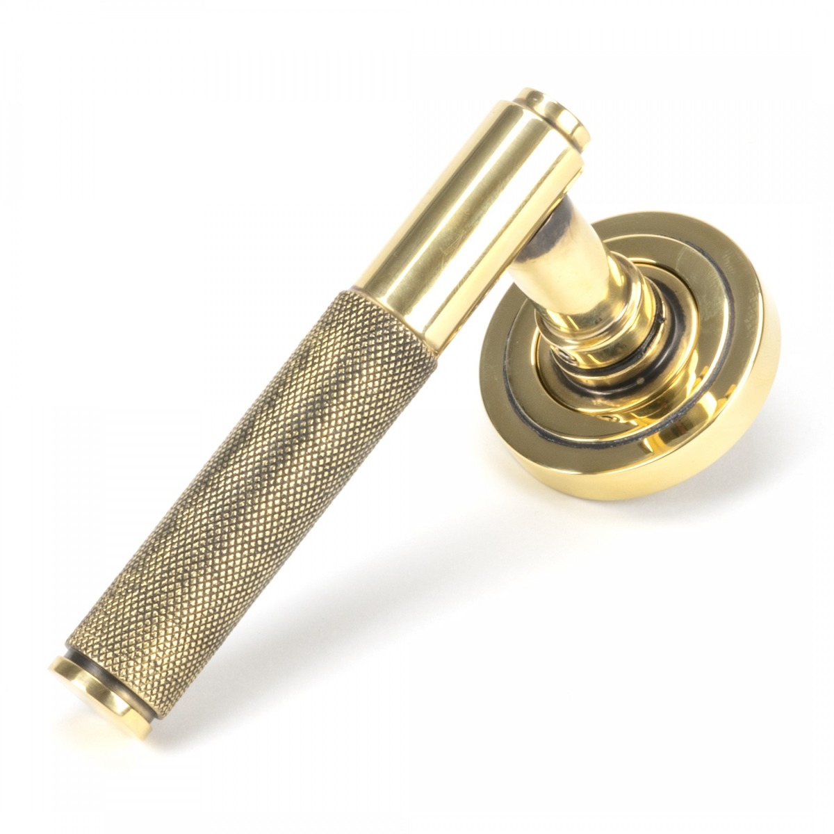 From The Anvil 49994 Aged Brass Brompton Lever on Rose Set (Art Deco) - Unsprung Aged Brass