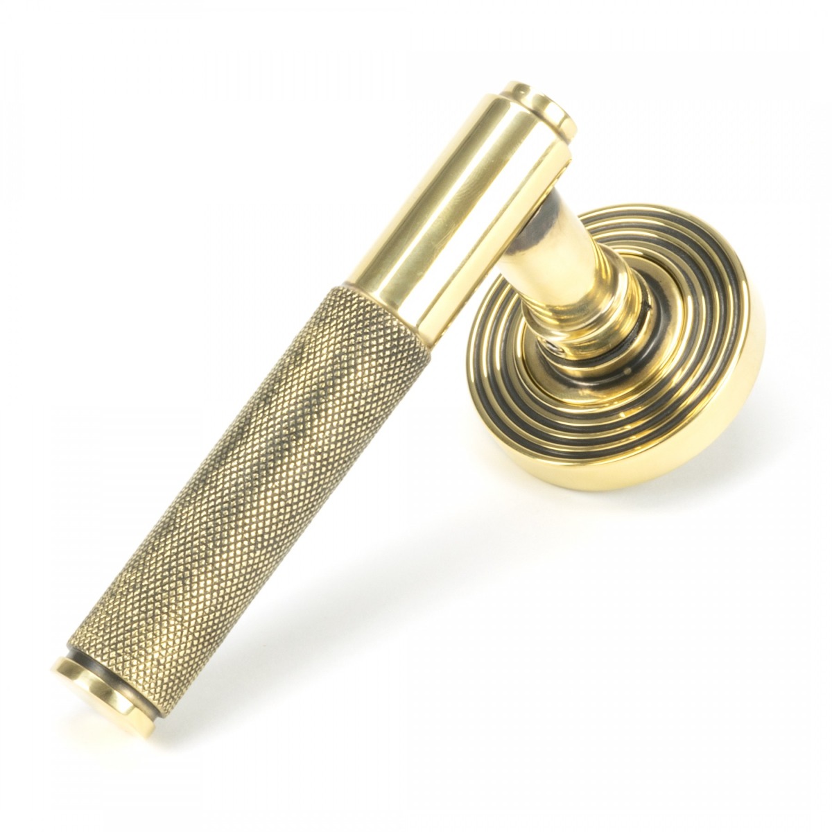 From The Anvil 49995 Aged Brass Brompton Lever on Rose Set (Beehive) - Unsprung Aged Brass