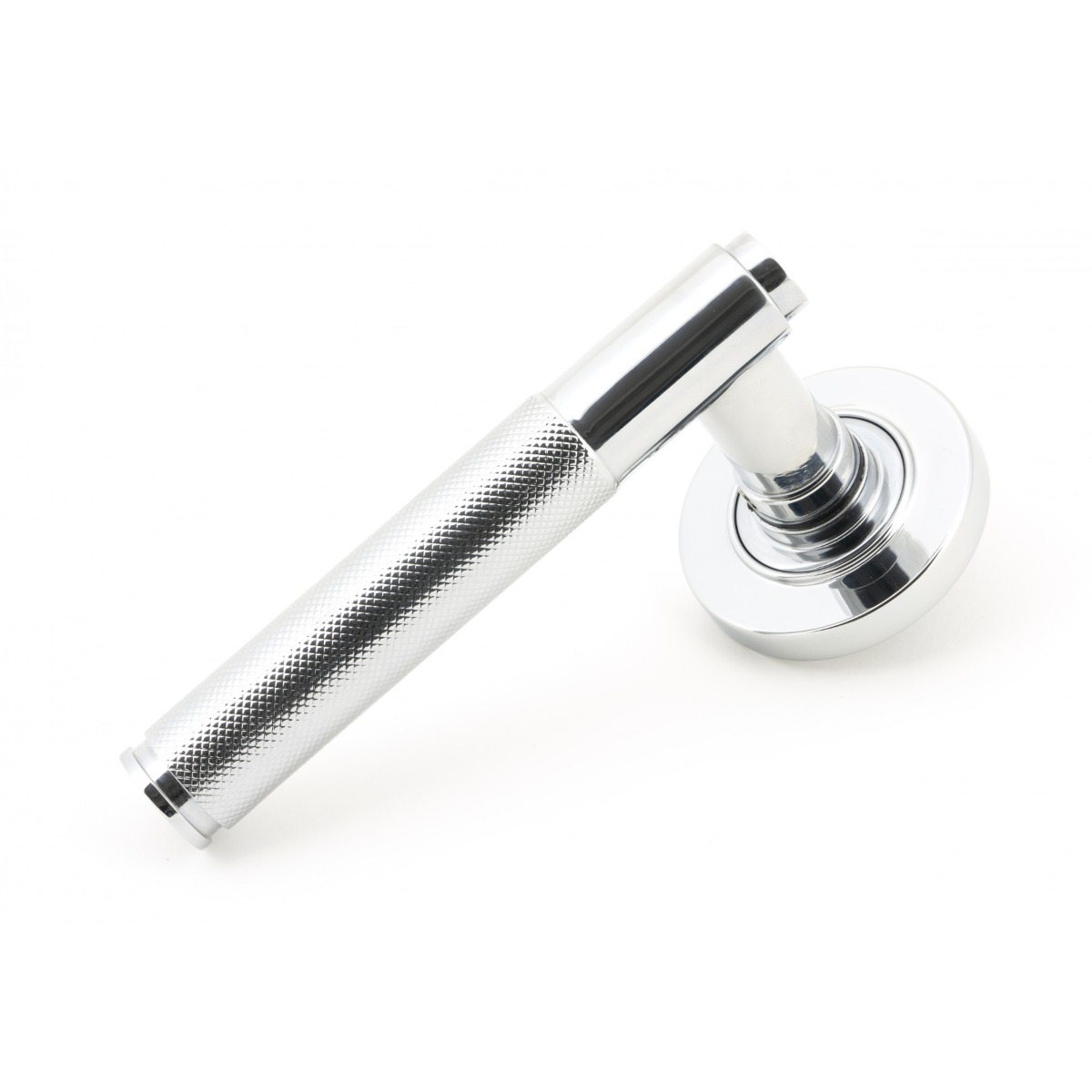 From The Anvil 49997 Polished Chrome Brompton Lever on Rose Set (Plain) - Unsprung Polished Chrome