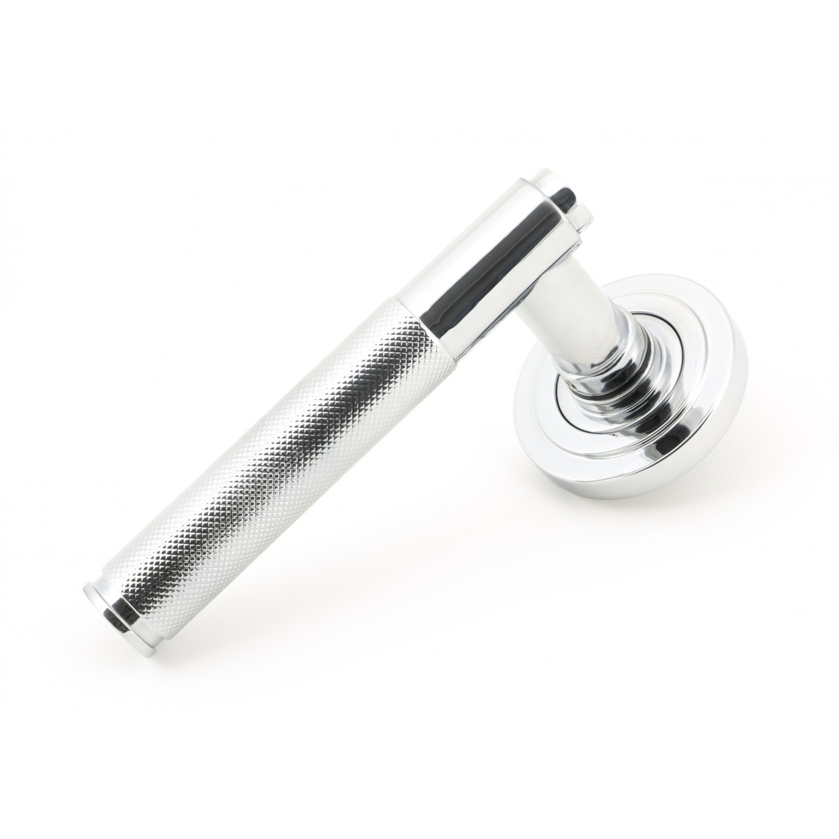 From The Anvil 49998 Polished Chrome Brompton Lever on Rose Set (Art Deco) - Unsprung Polished Chrome