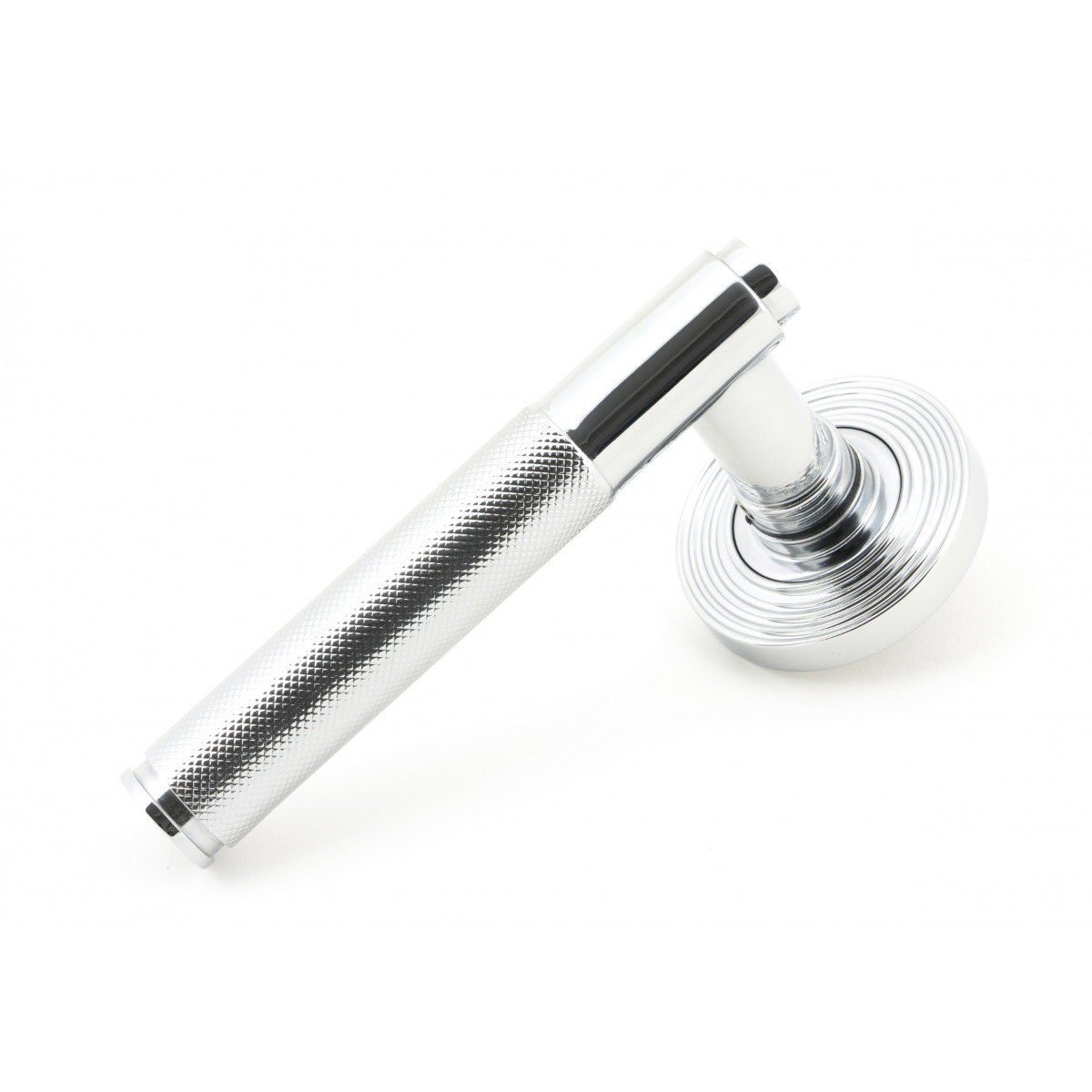 From The Anvil 49999 Polished Chrome Brompton Lever on Rose Set (Beehive) - Unsprung Polished Chrome