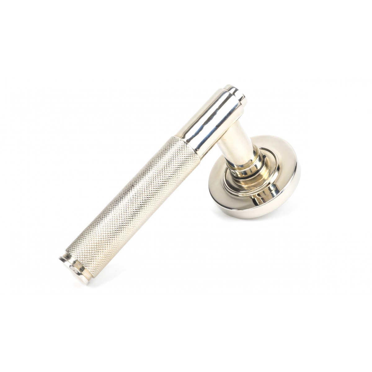 From The Anvil 50001 Polished Nickel Brompton Lever on Rose Set (Plain) - Unsprung Polished Nickel