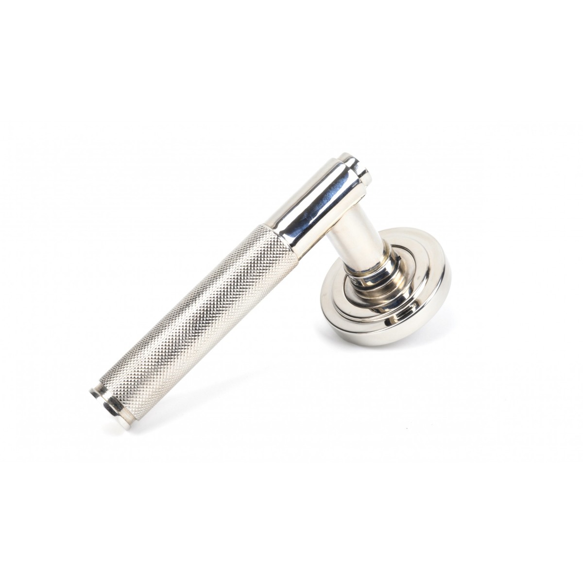 From The Anvil 50002 Polished Nickel Brompton Lever on Rose Set (Art Deco) - Unsprung Polished Nickel