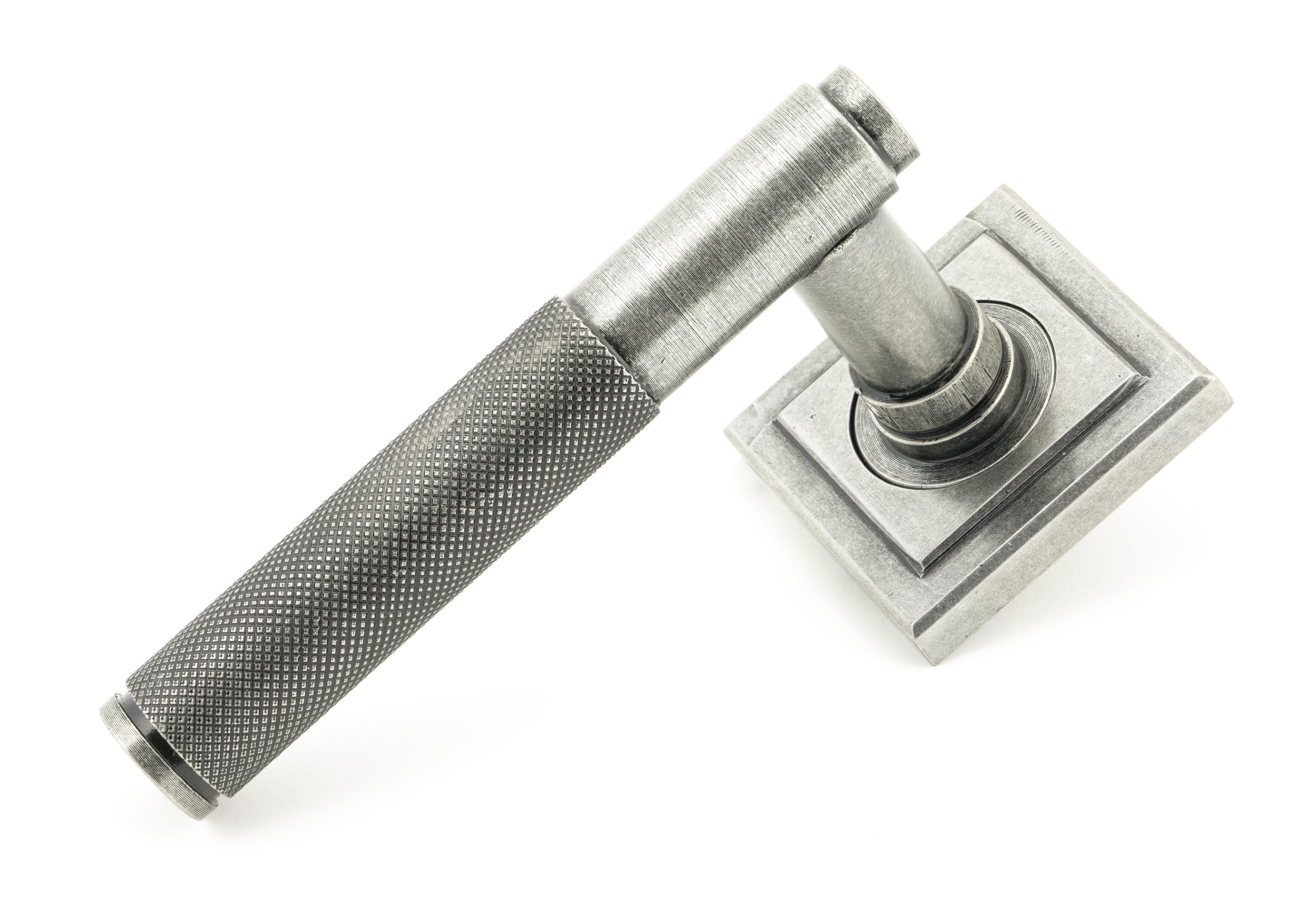 From The Anvil 50016 Pewter Brompton Lever on Rose Set (Square Rose) - Unsprung