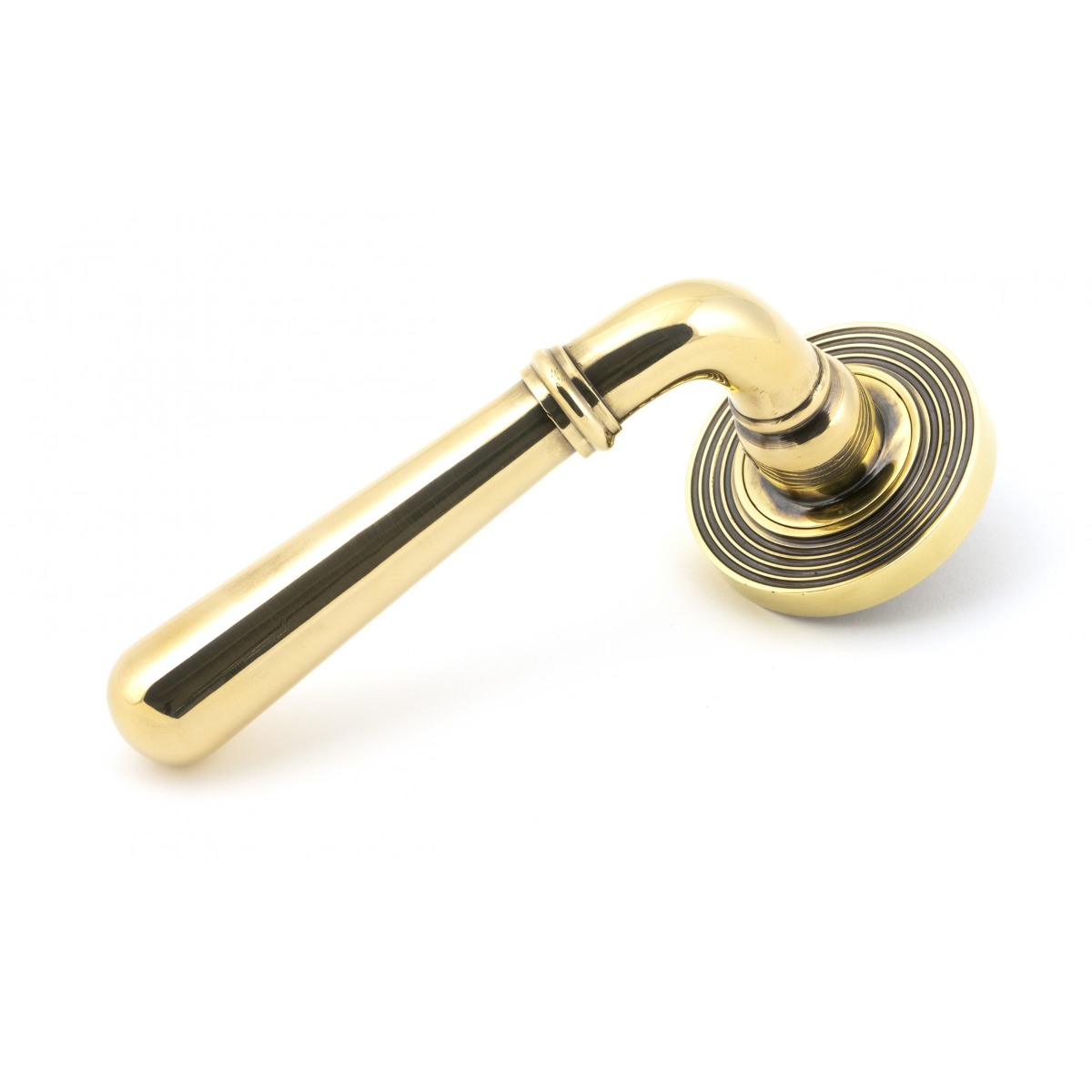 From The Anvil 50019 Aged Brass Newbury Lever on Rose Set (Beehive) - Unsprung Aged Brass