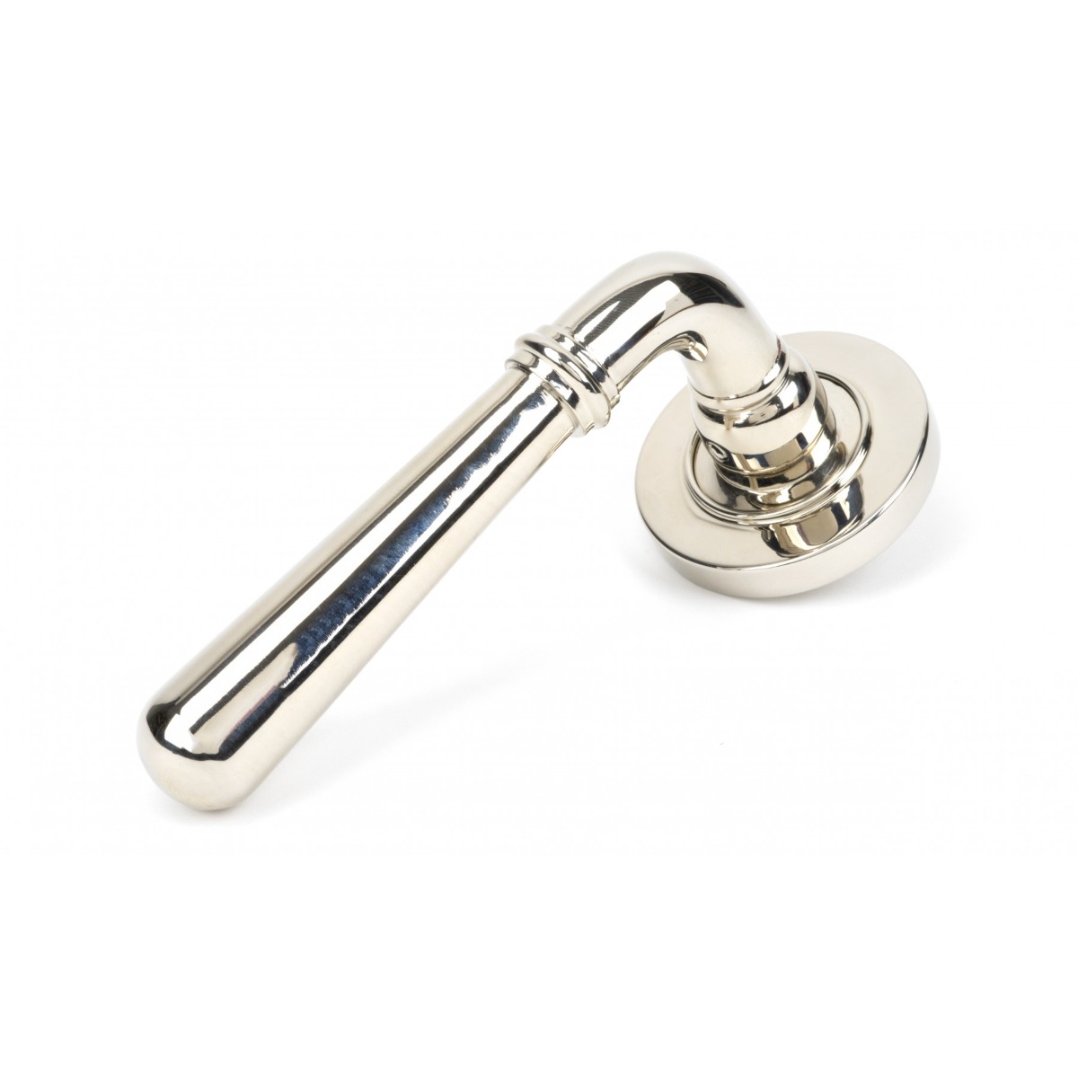 From The Anvil 50025 Polished Nickel Newbury Lever on Rose Set (Plain) - Unsprung Polished Nickel