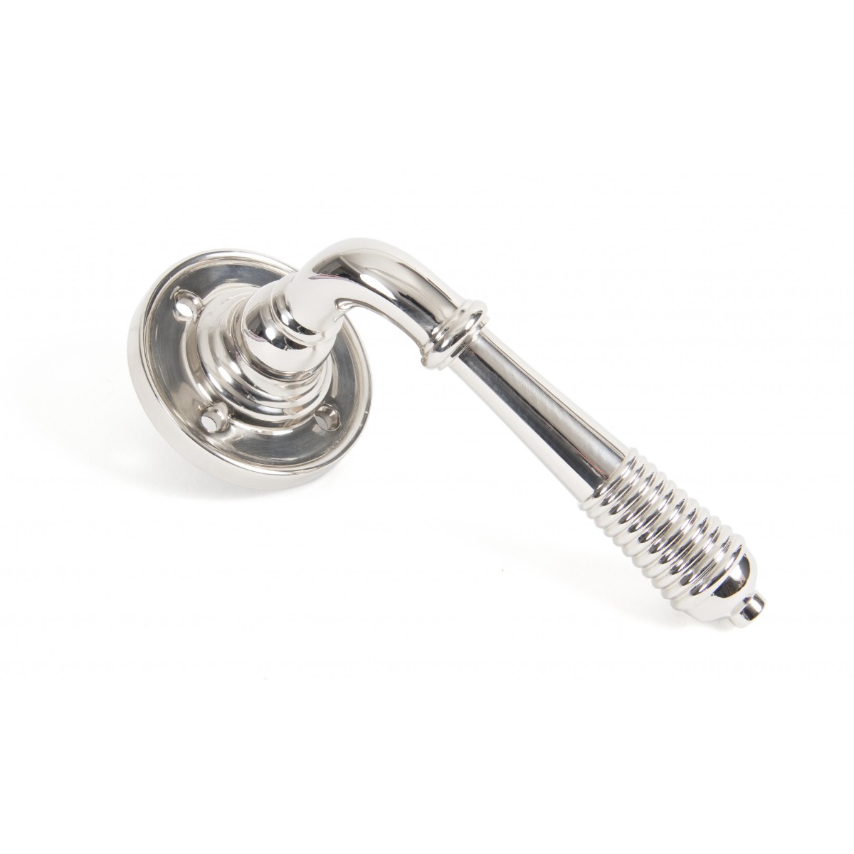 From The Anvil 50087 Polished Nickel Reeded Lever on Rose Set - Unsprung Polished Nickel
