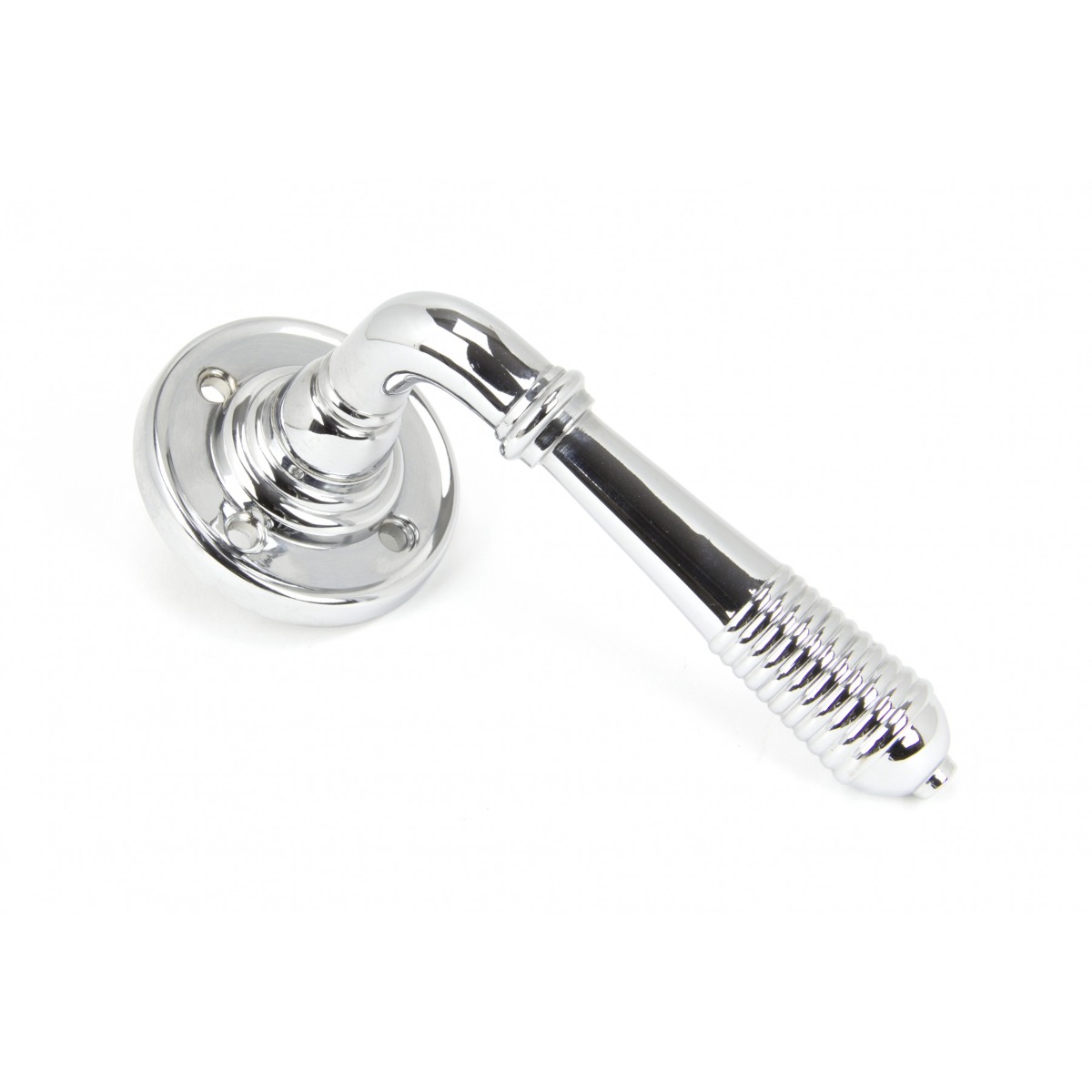 From The Anvil 50088 Polished Chrome Reeded Lever on Rose Set - Unsprung Polished Chrome
