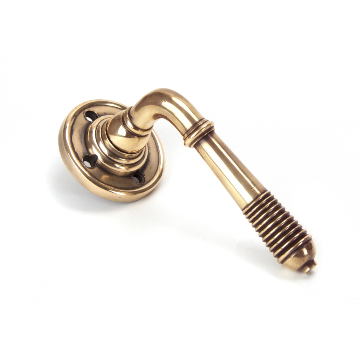 From The Anvil 50090 Polished Bronze Reeded Lever on Rose Set - Unsprung Polished Bronze