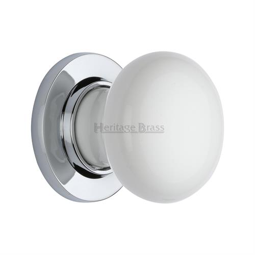 Heritage Brass 5010-PC White Knob with Polished Chrome base