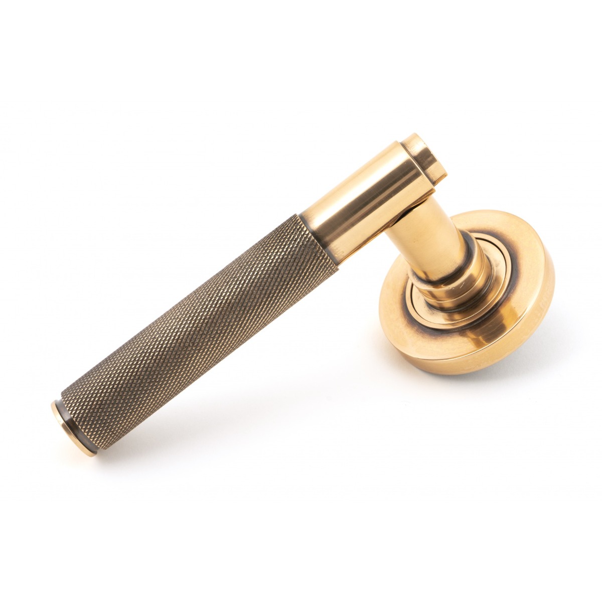 From The Anvil 50103 Polished Bronze Brompton Lever on Rose Set (Plain) - Unsprung Polished Bronze