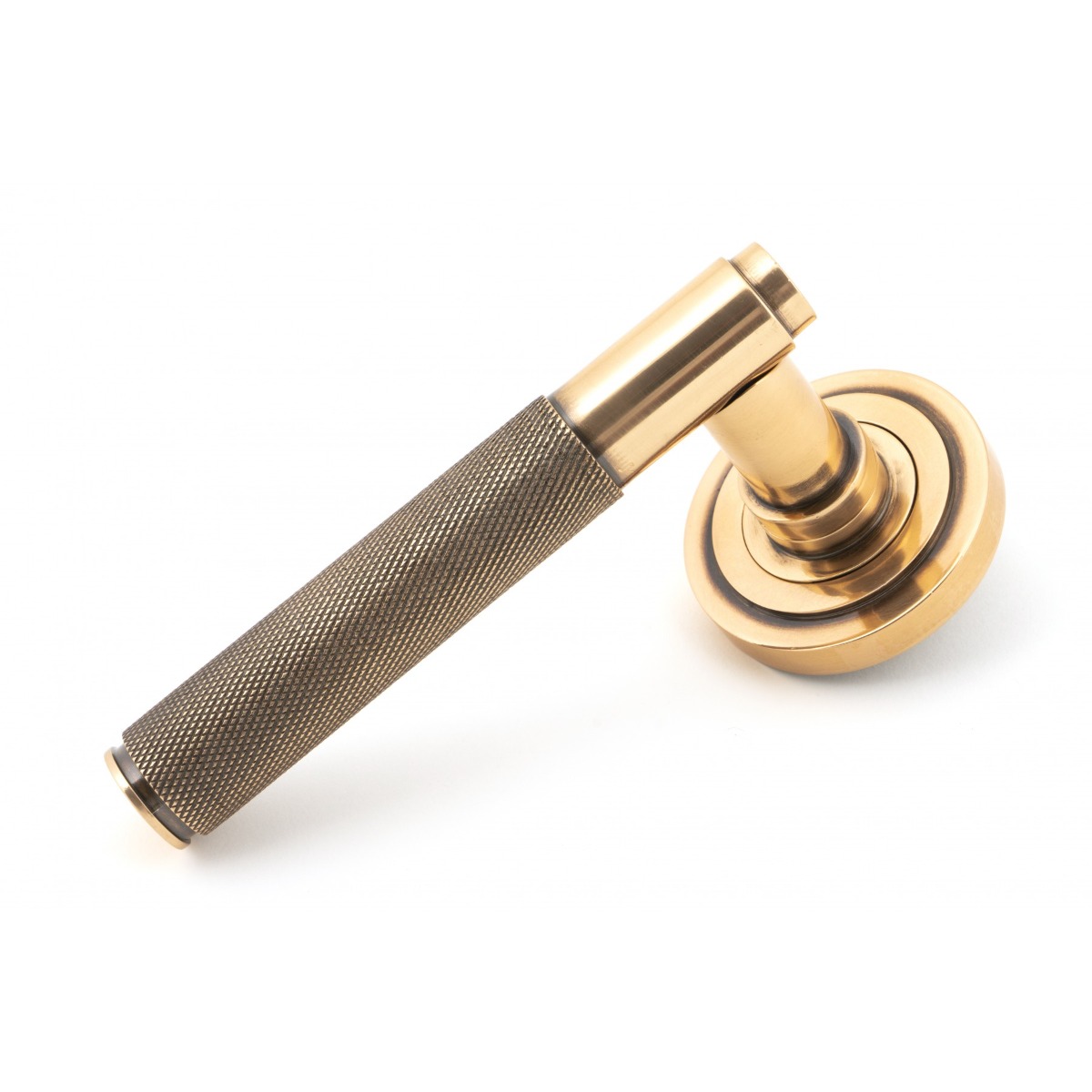 From The Anvil 50104 Polished Bronze Brompton Lever on Rose Set (Art Deco) - Unsprung Polished Bronze