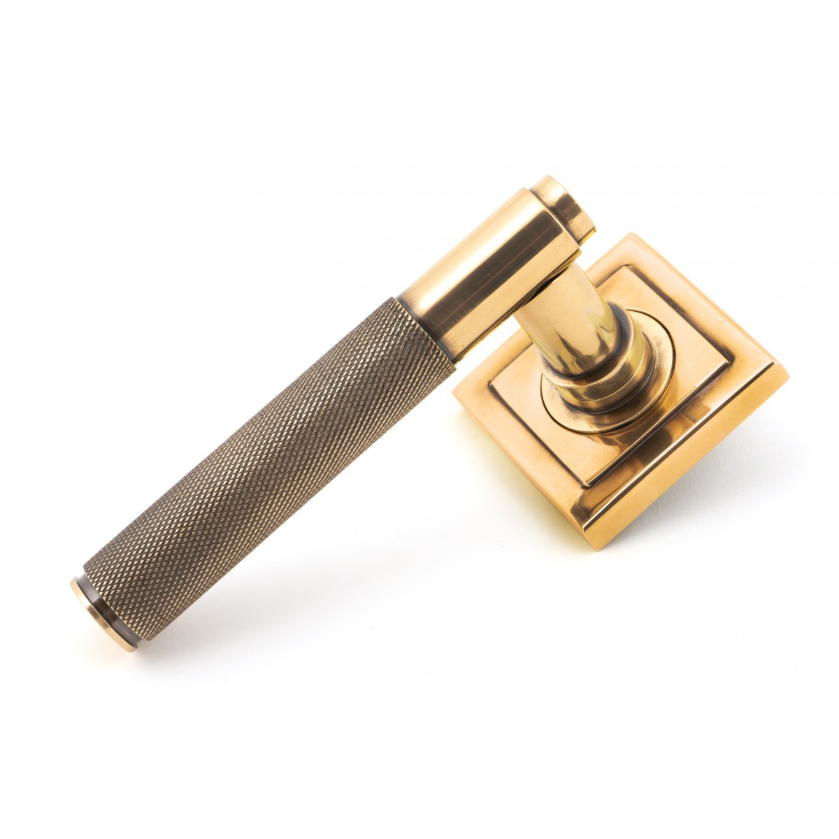 From The Anvil 50106 Polished Bronze Brompton Lever on Rose Set (Square) - Unsprung Polished Bronze