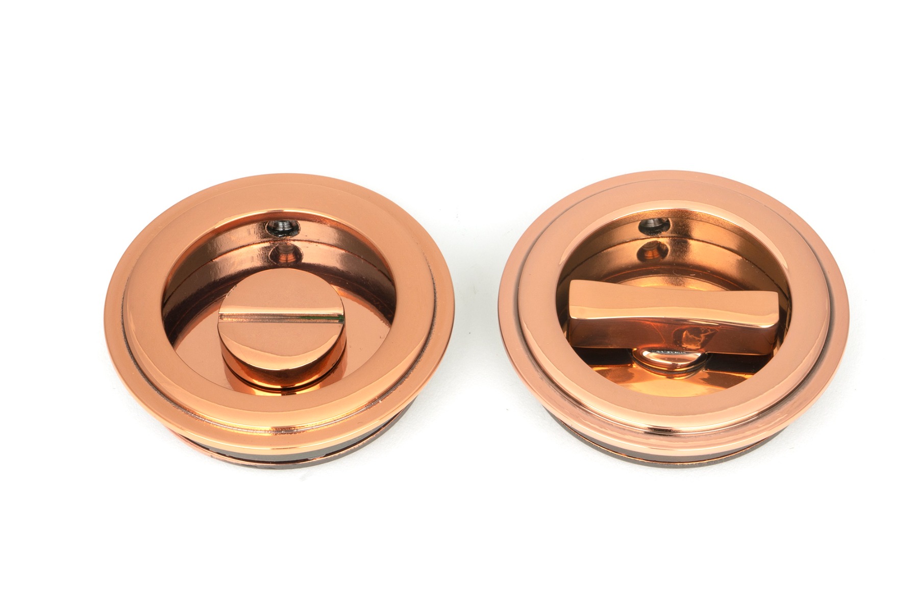 From The Anvil 50146 Polished Bronze 60mm Art Deco Round Pull - Privacy Set Polished Bronze