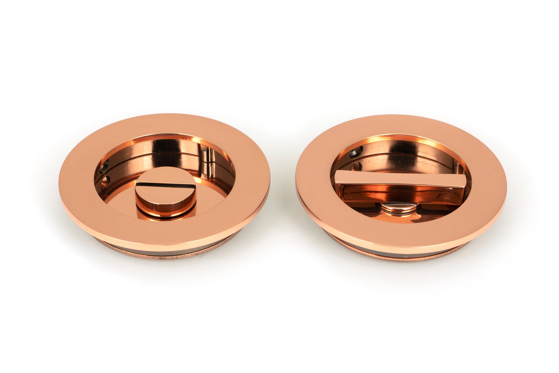 From The Anvil 50149 Polished Bronze 75mm Plain Round Pull - Privacy Set Polished Bronze