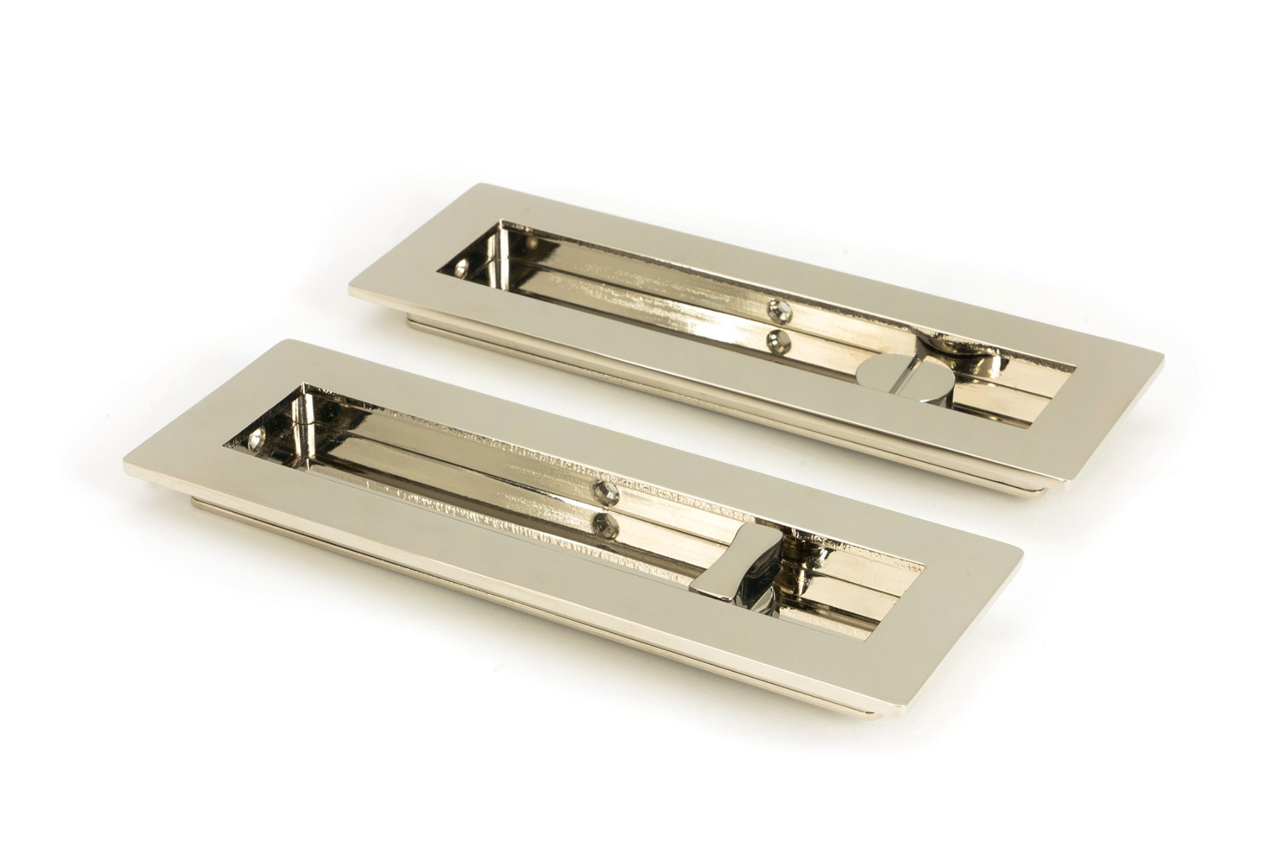 From The Anvil 50158 Polished Nickel 175mm Plain Rectangular Pull - Privacy Set Polished Nickel