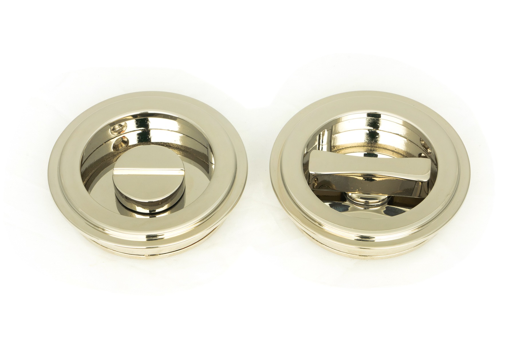 From The Anvil 50164 Polished Nickel 60mm Art Deco Round Pull - Privacy Set Polished Nickel