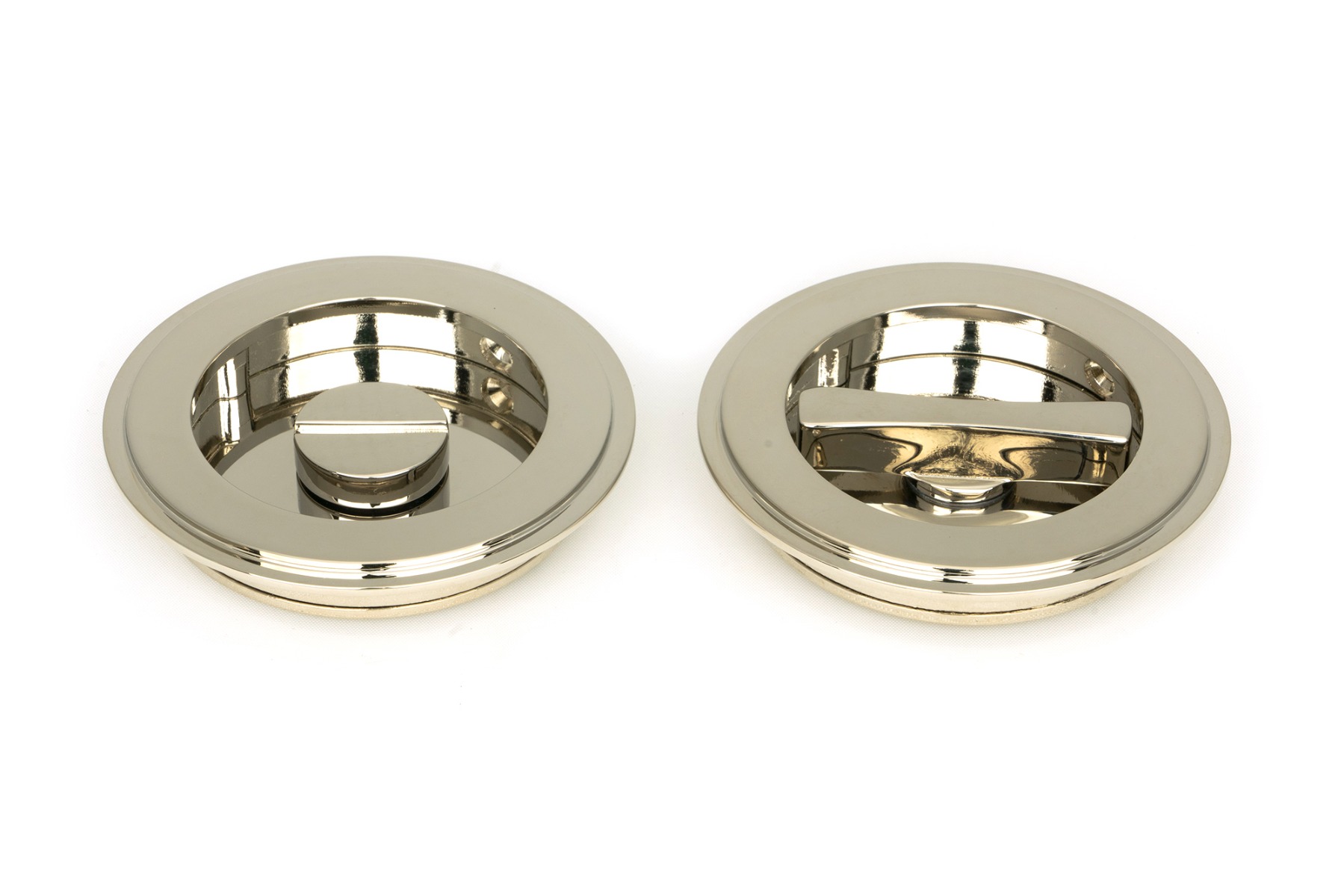 From The Anvil 50165 Polished Nickel 75mm Art Deco Round Pull - Privacy Set Polished Nickel