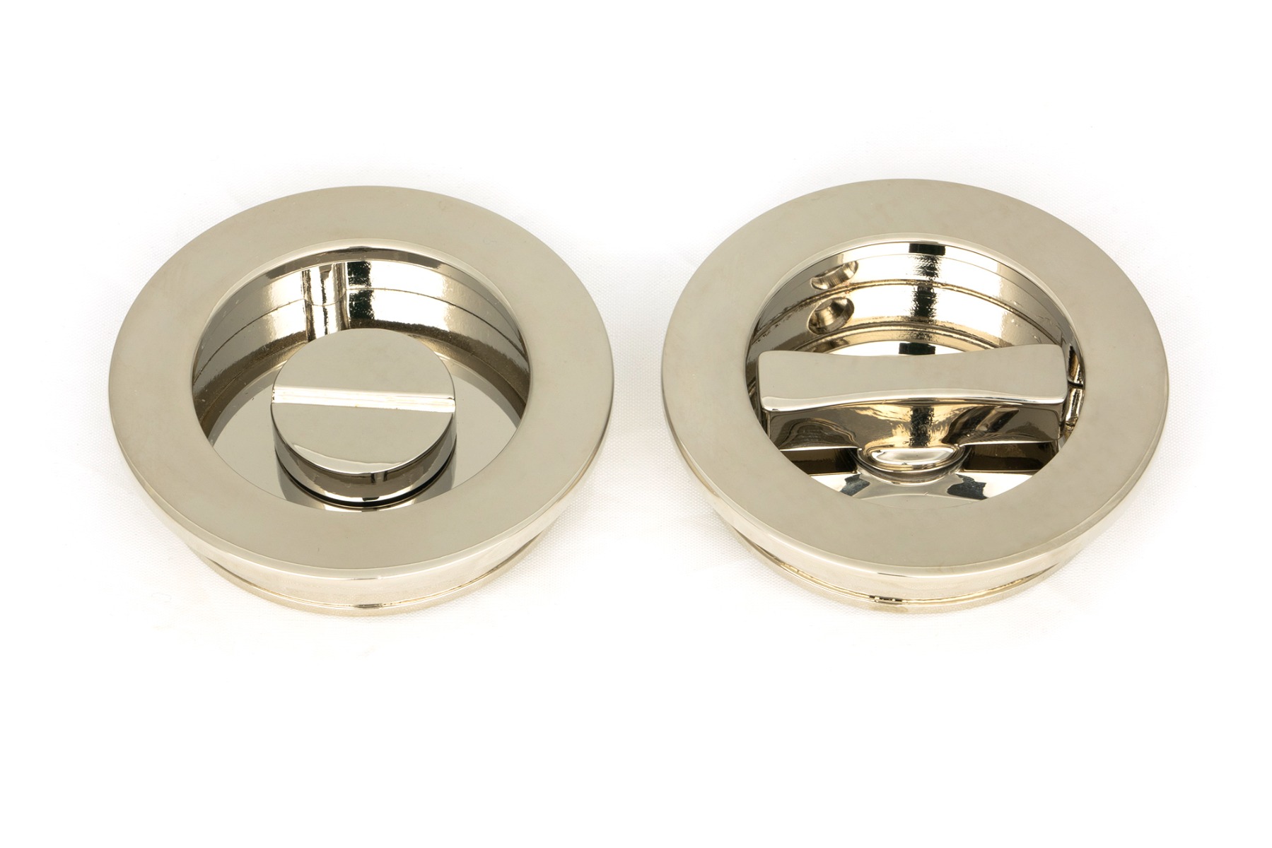 From The Anvil 50166 Polished Nickel 60mm Plain Round Pull - Privacy Set Polished Nickel