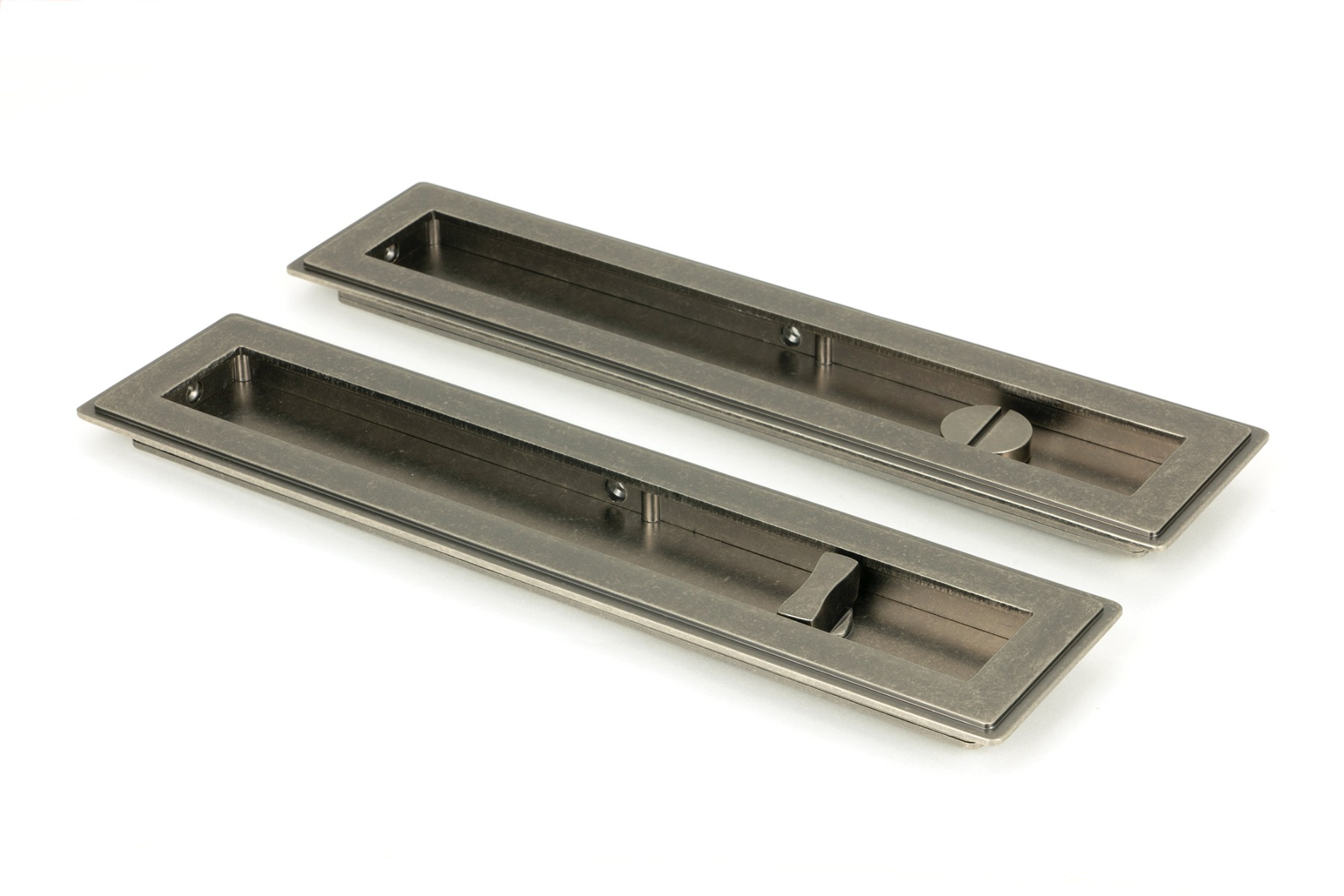 From The Anvil 50175 Pewter 250mm Art Deco Rectangular Pull - Privacy Set Pewter Patina