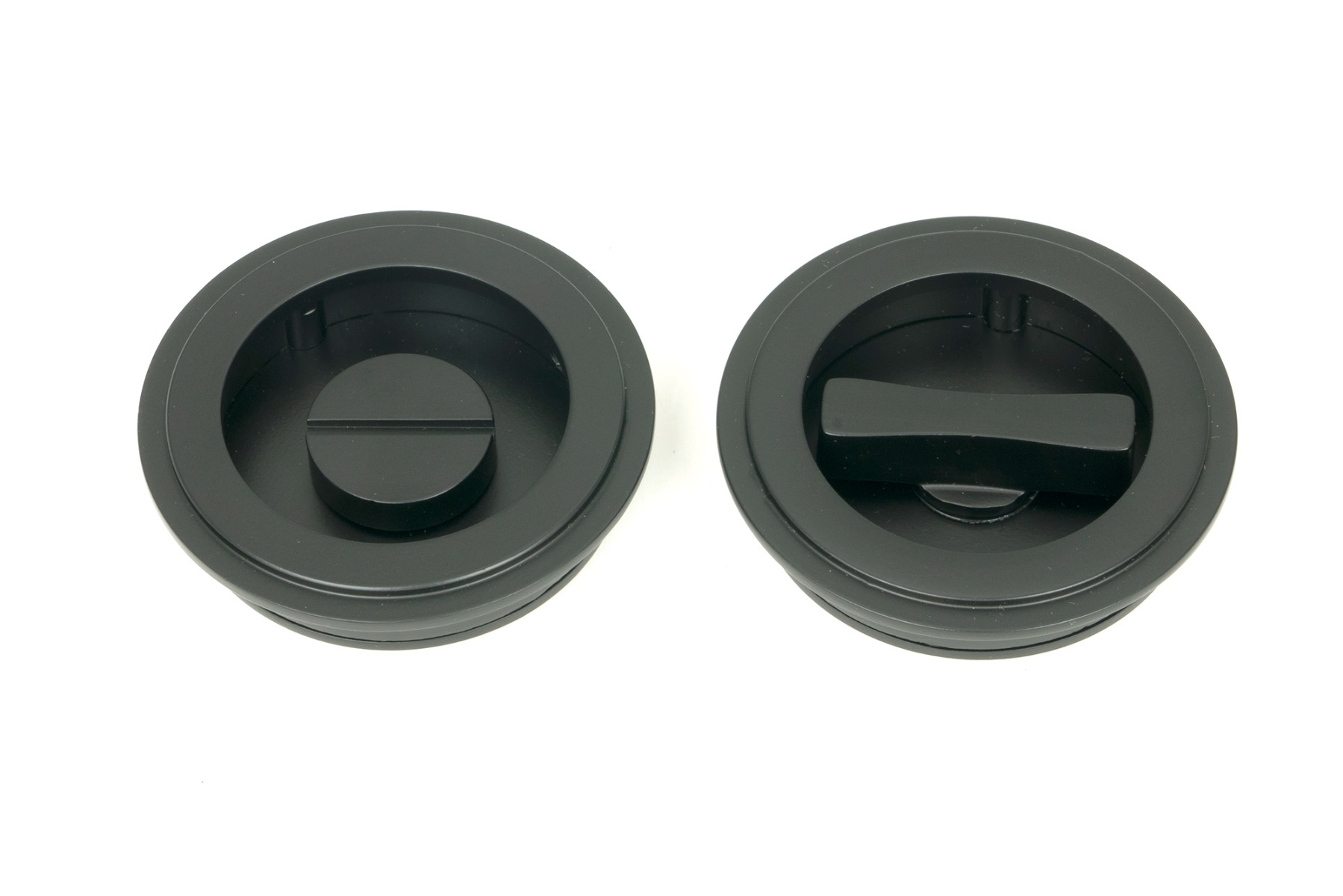 From The Anvil 50218 Matt Black 60mm Art Deco Round Pull - Privacy Set Matt Black