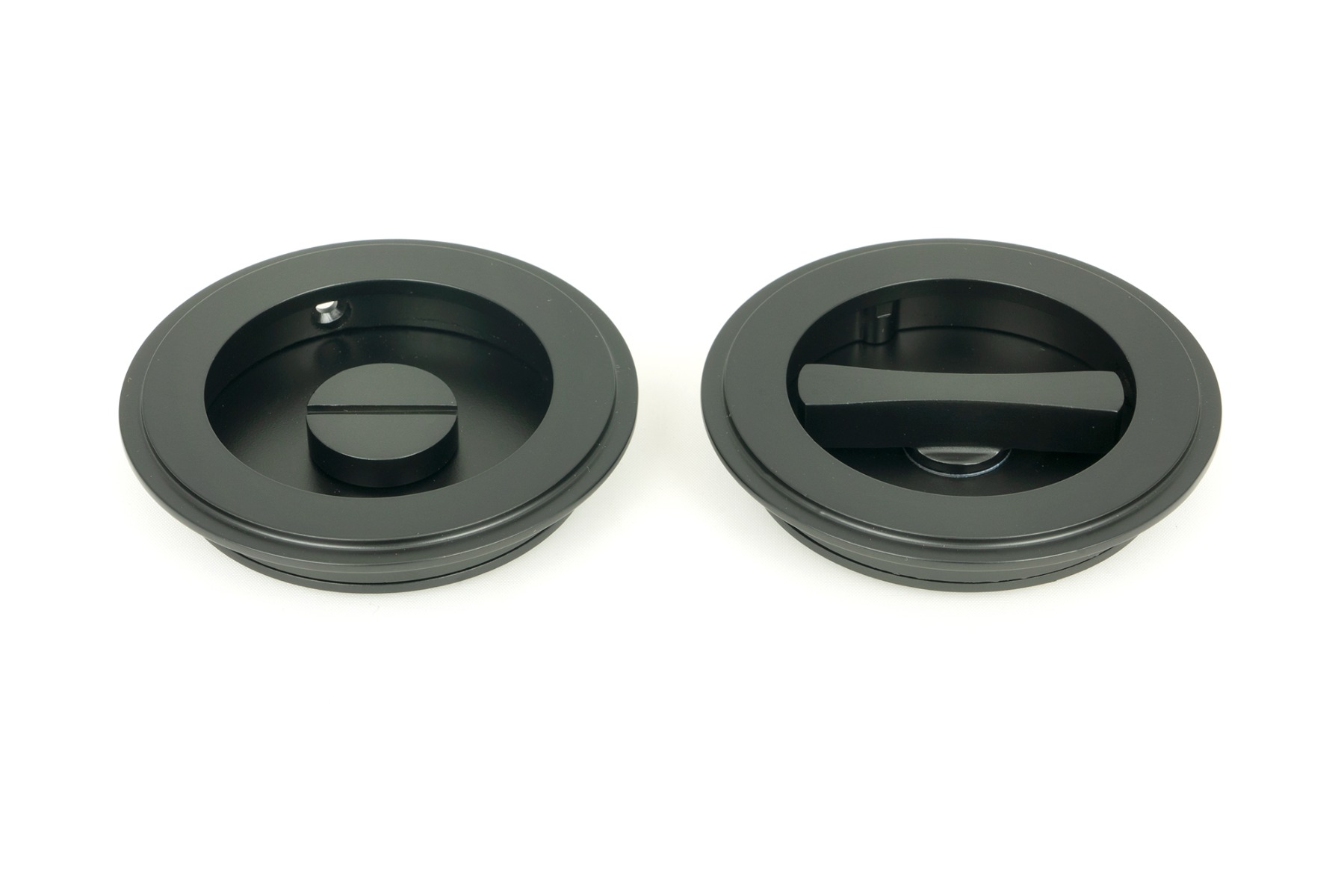 From The Anvil 50219 Matt Black 75mm Art Deco Round Pull - Privacy Set Matt Black