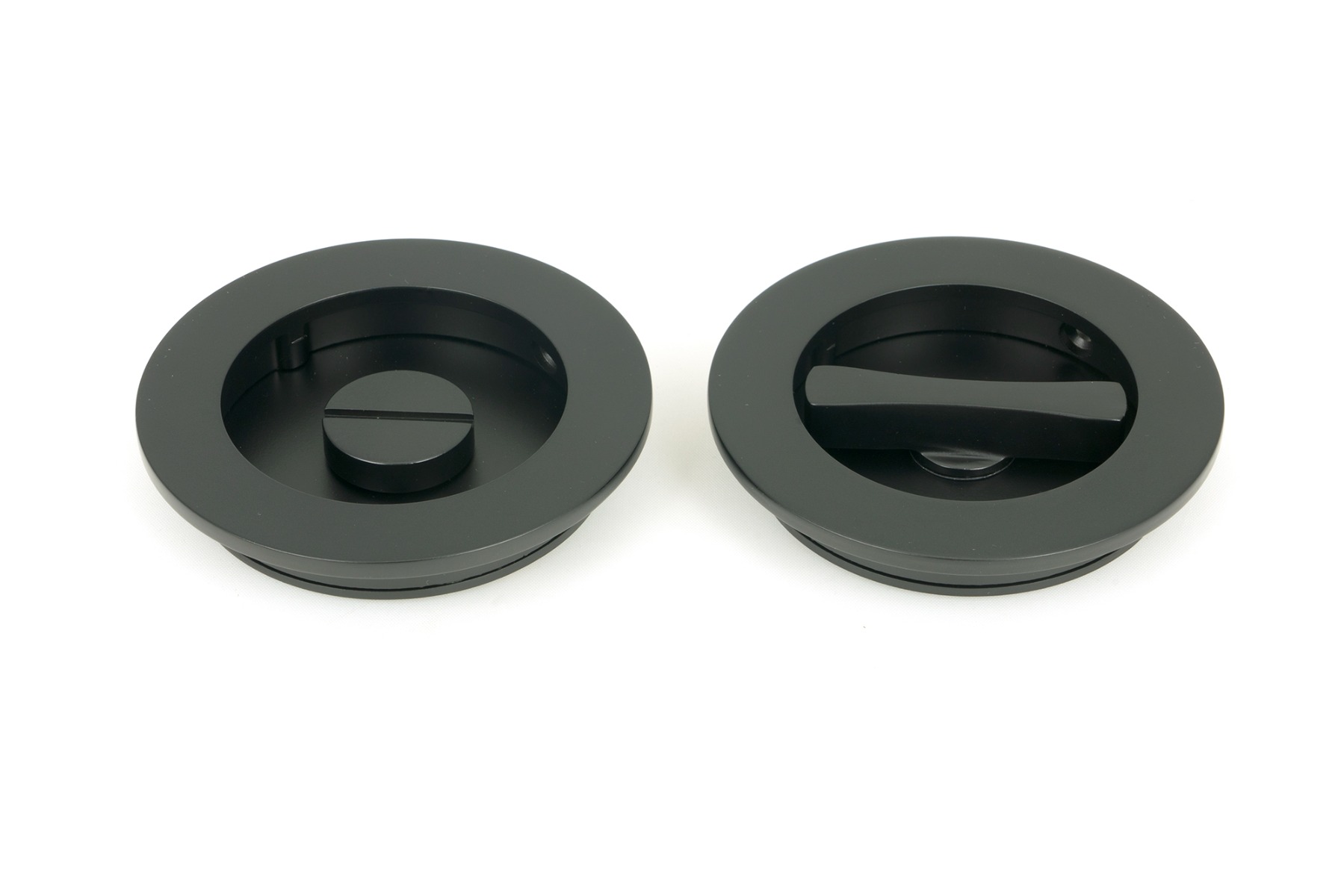 From The Anvil 50221 Matt Black 75mm Plain Round Pull - Privacy Set Matt Black