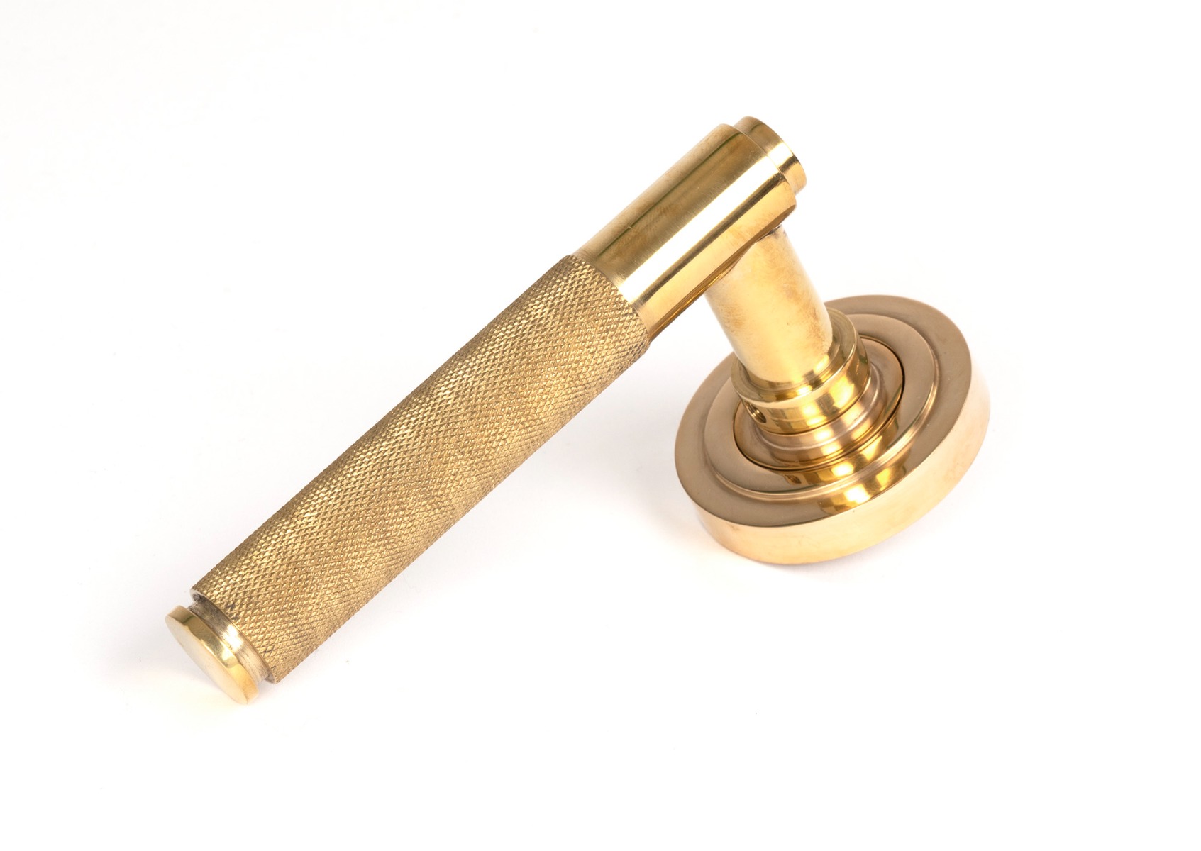 From The Anvil 50608 Polished Brass Brompton Lever on Rose Set (Art Deco) - Unsprung Polished Brass