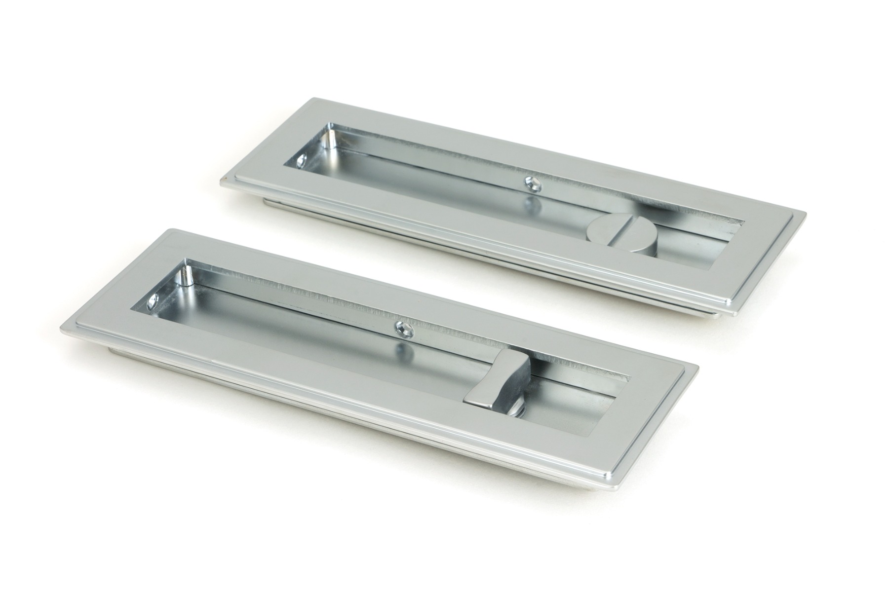 From The Anvil 50640 Satin Chrome 175mm Art Deco Rectangular Pull - Privacy Set Satin Chrome